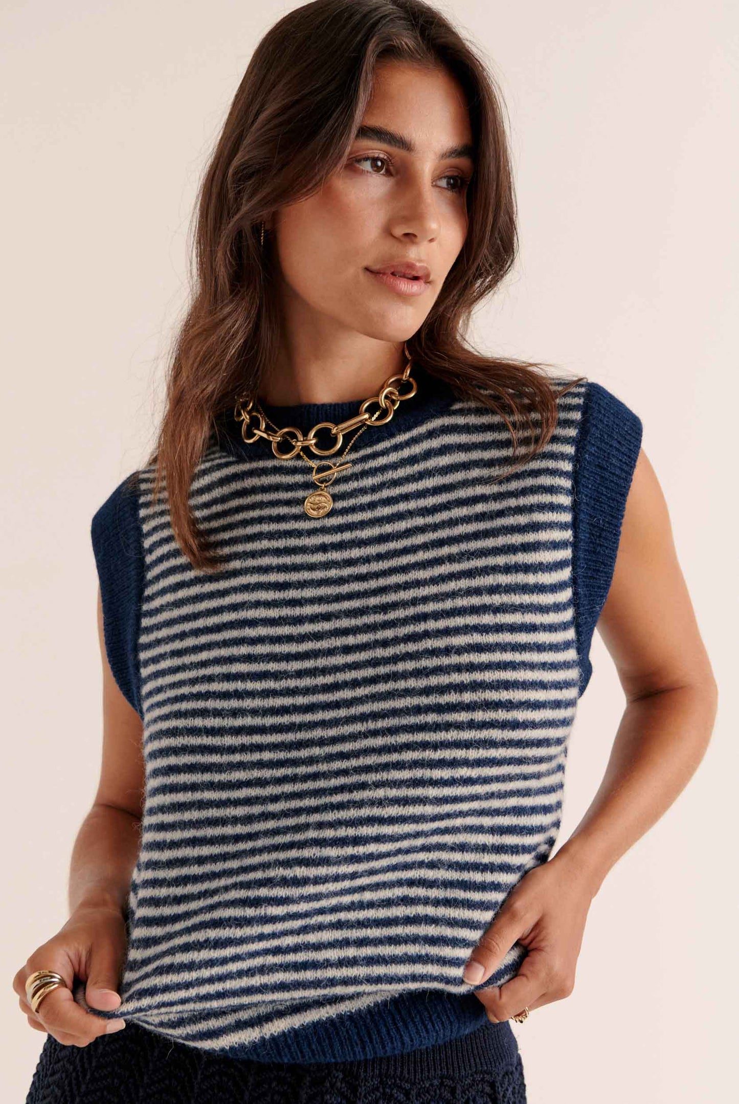 Blason navy and white striped sweater