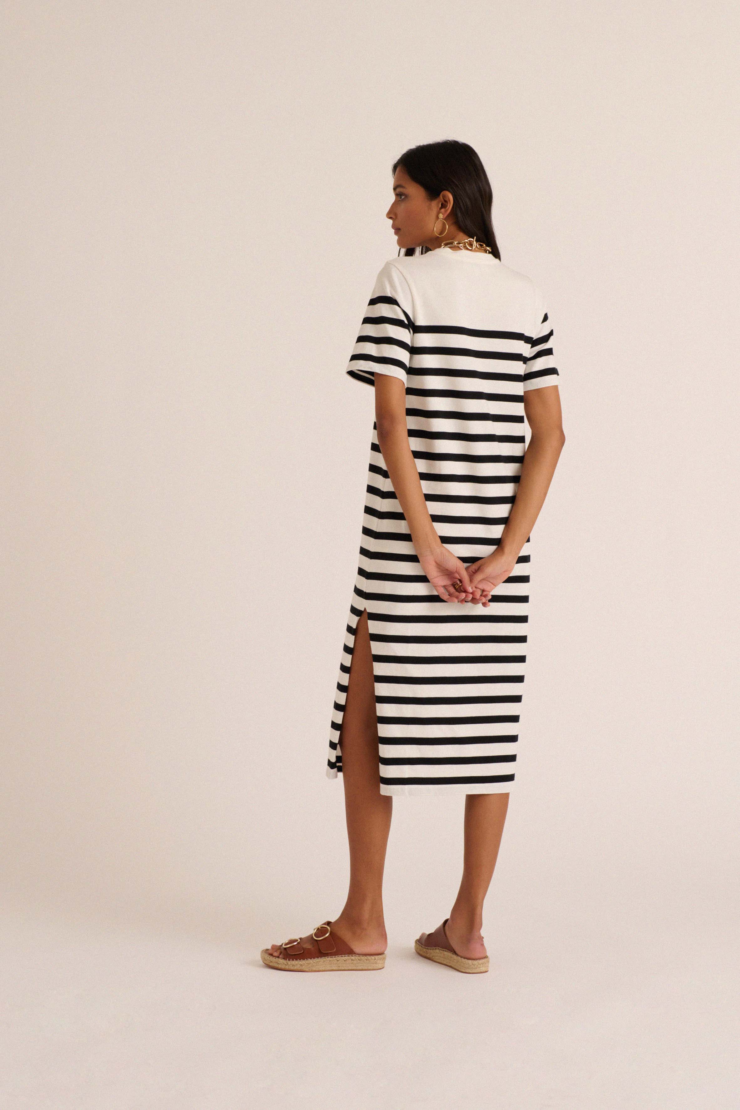 Dress Claodia at stripes noires
