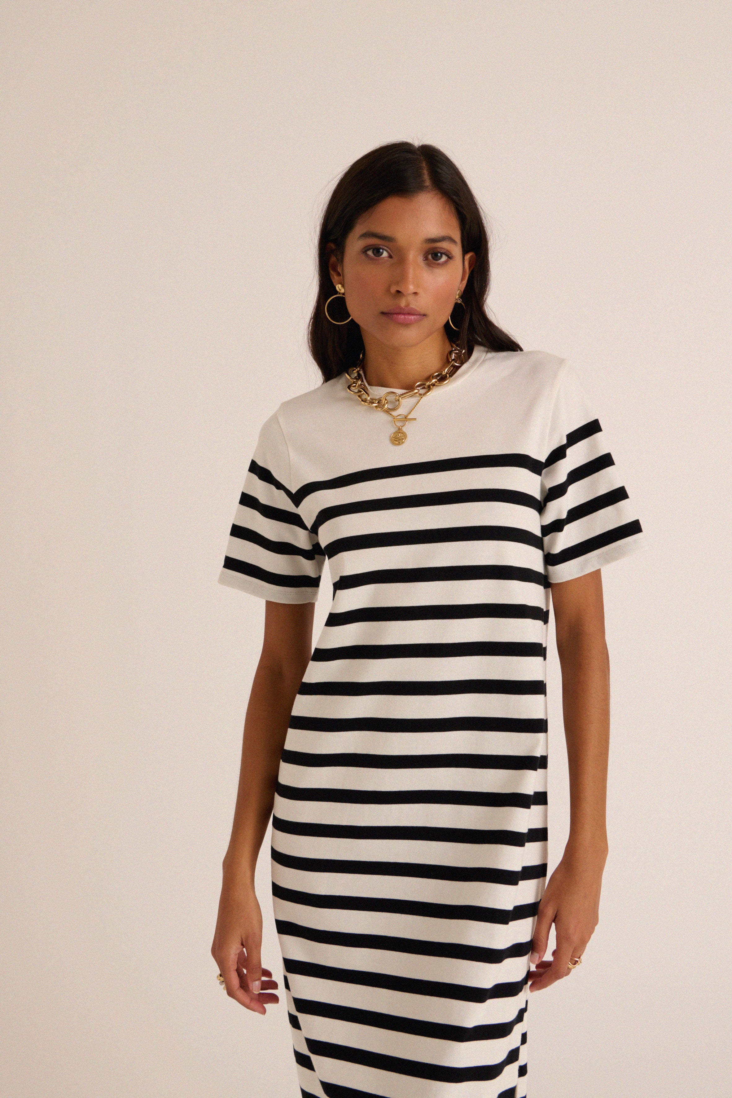 Dress Claodia at stripes noires
