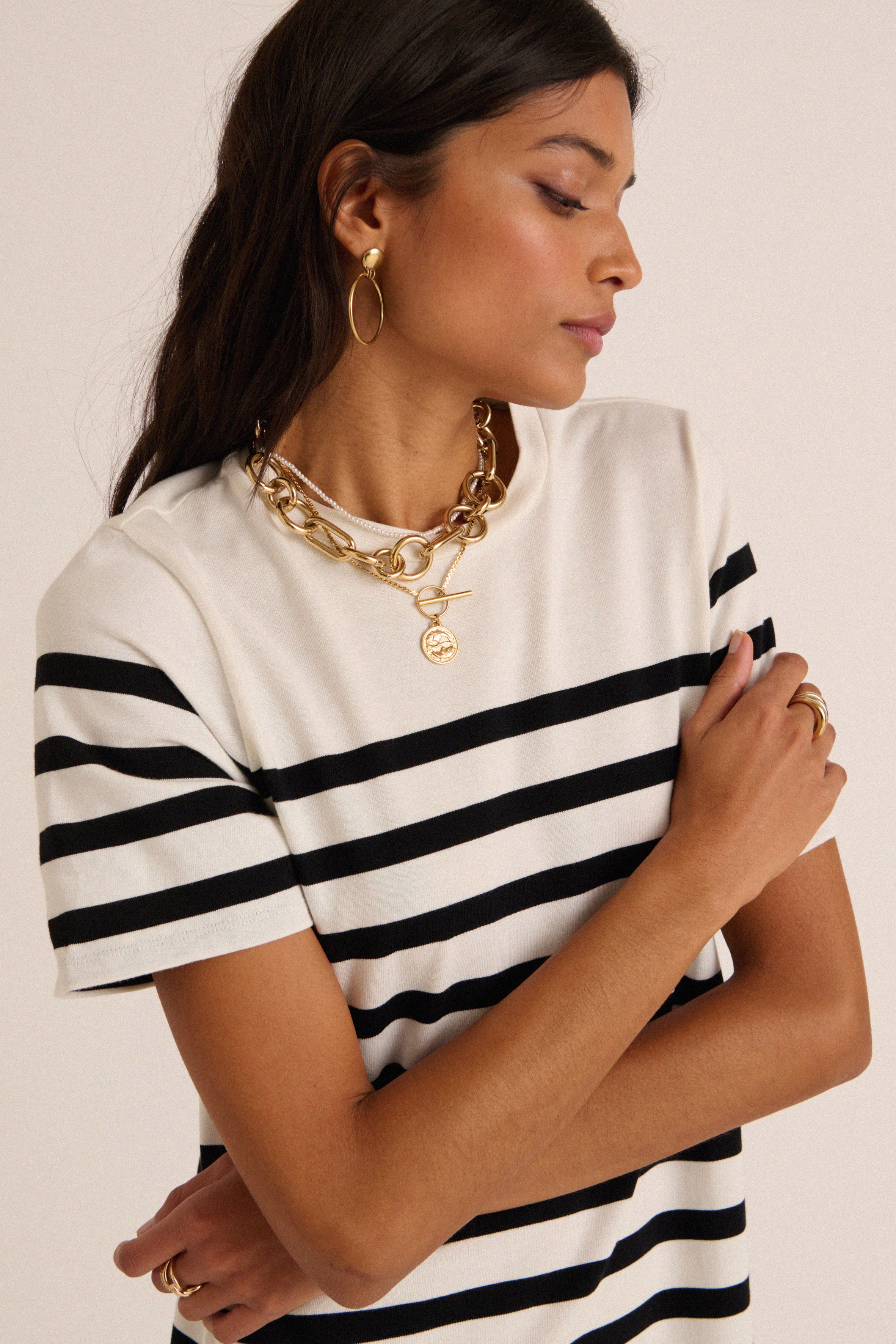 Dress Claodia at stripes noires