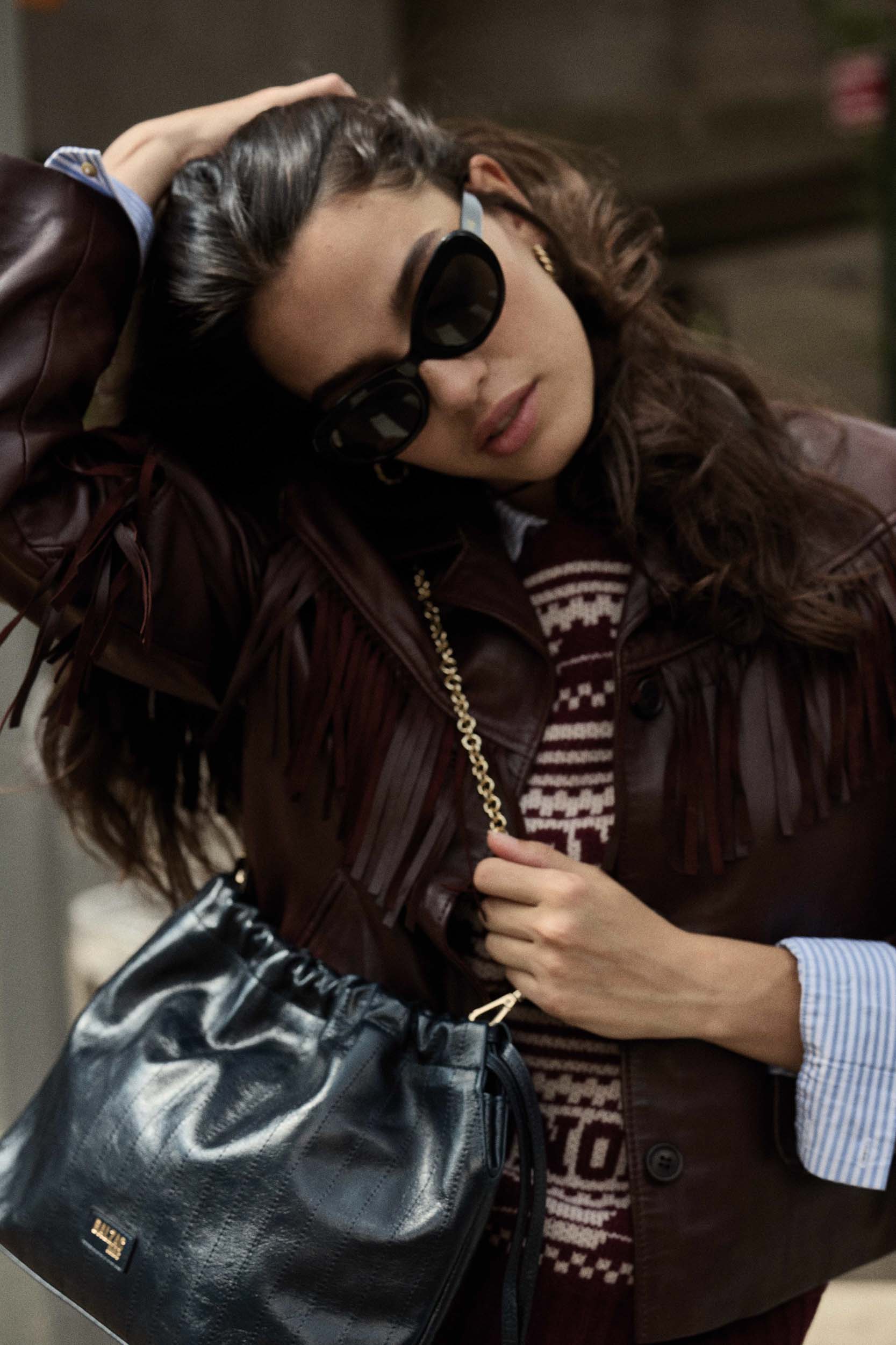 Bag Amaïa crinkled blue night