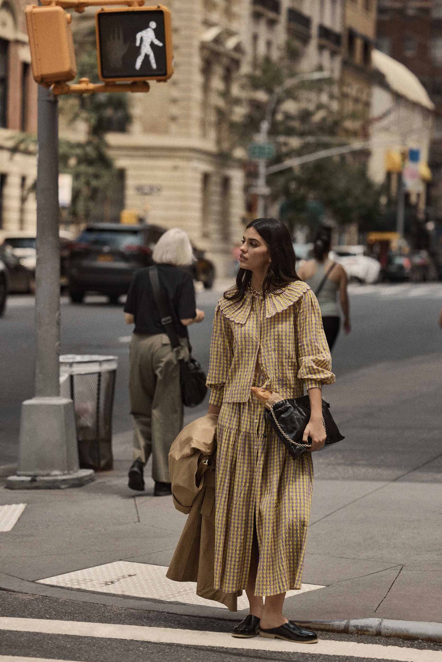 Salina skirt in yellow and purple gingham