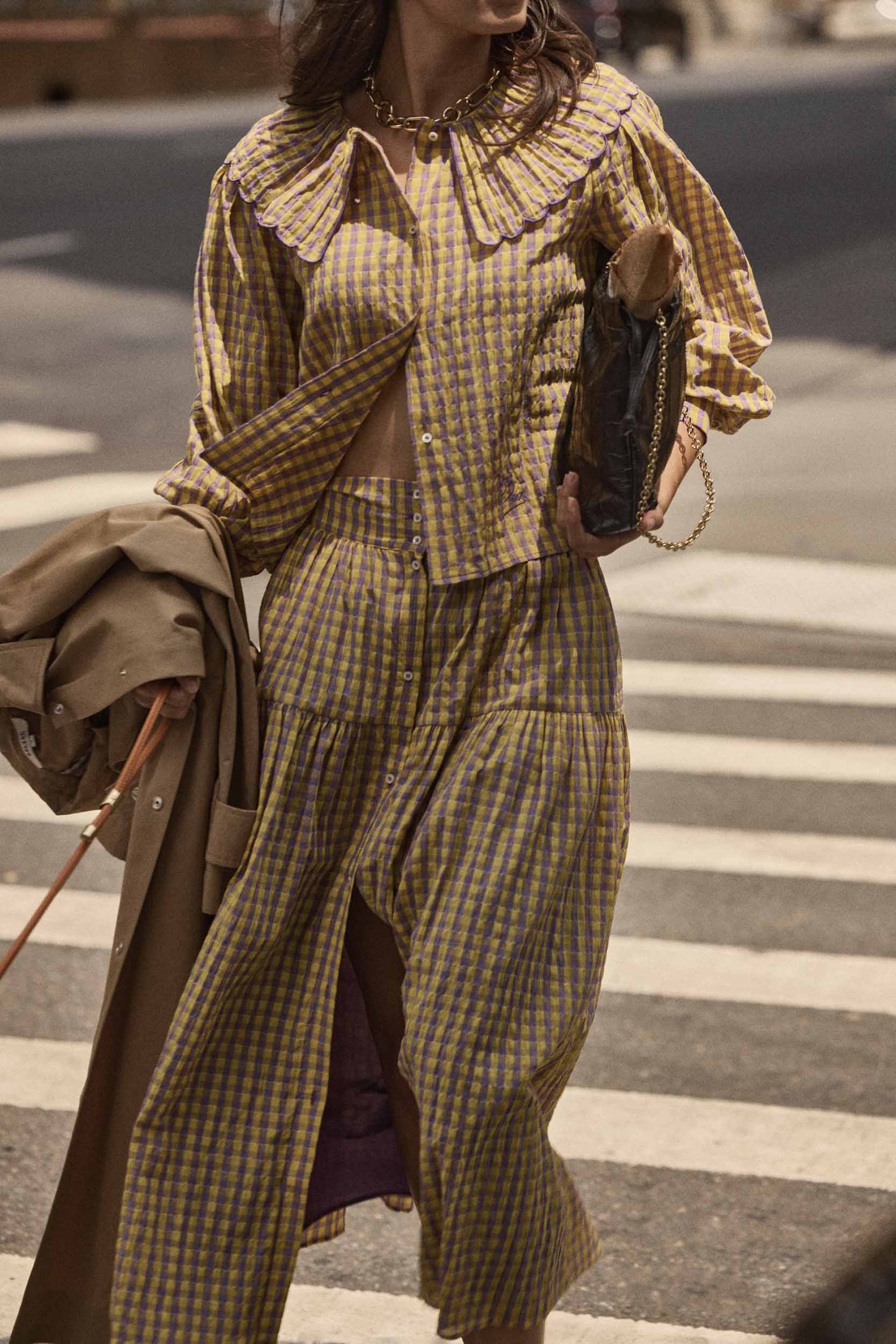 Chemise Amy vichy jaune et violet