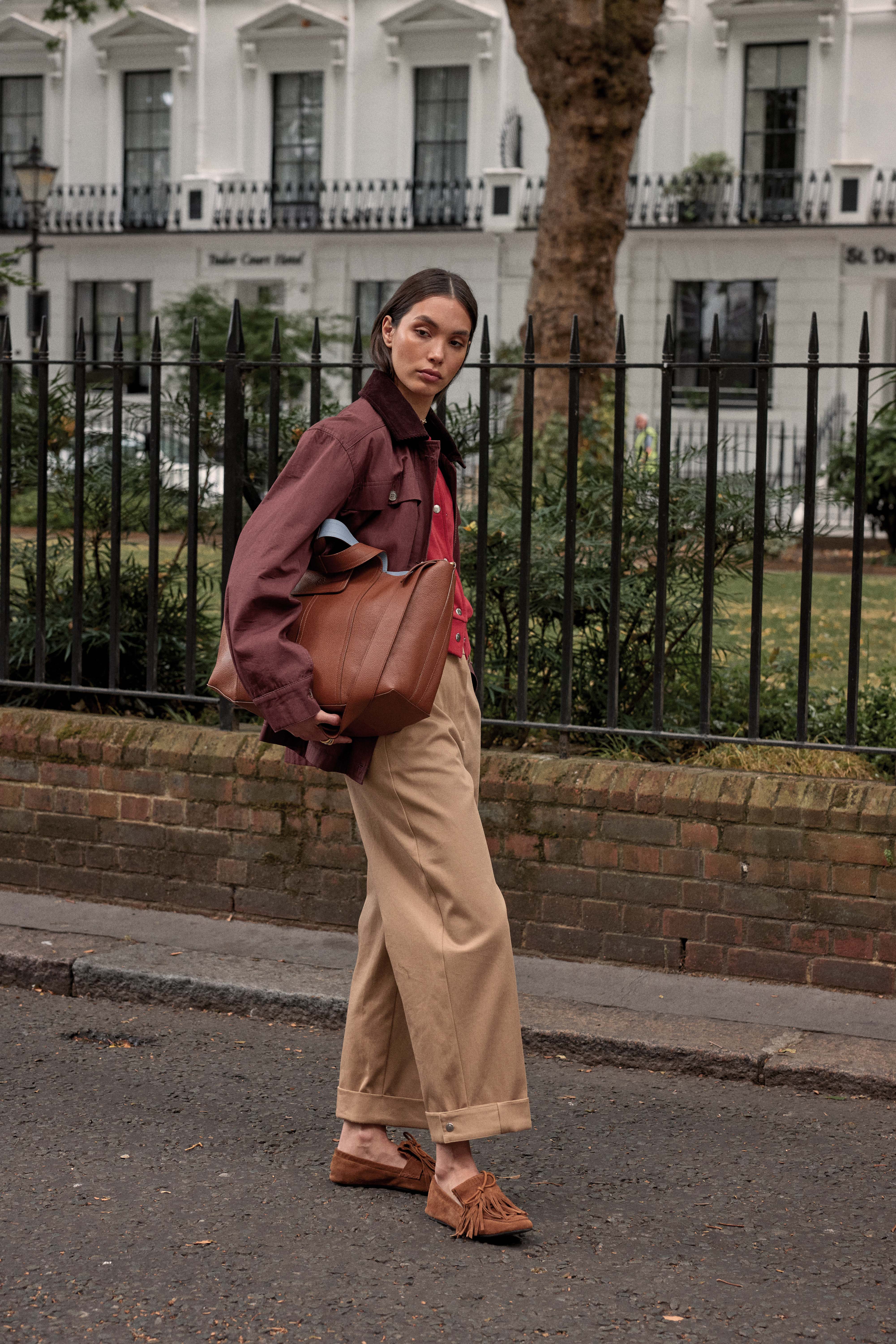 Jacket Eloi aubergine and chocolate