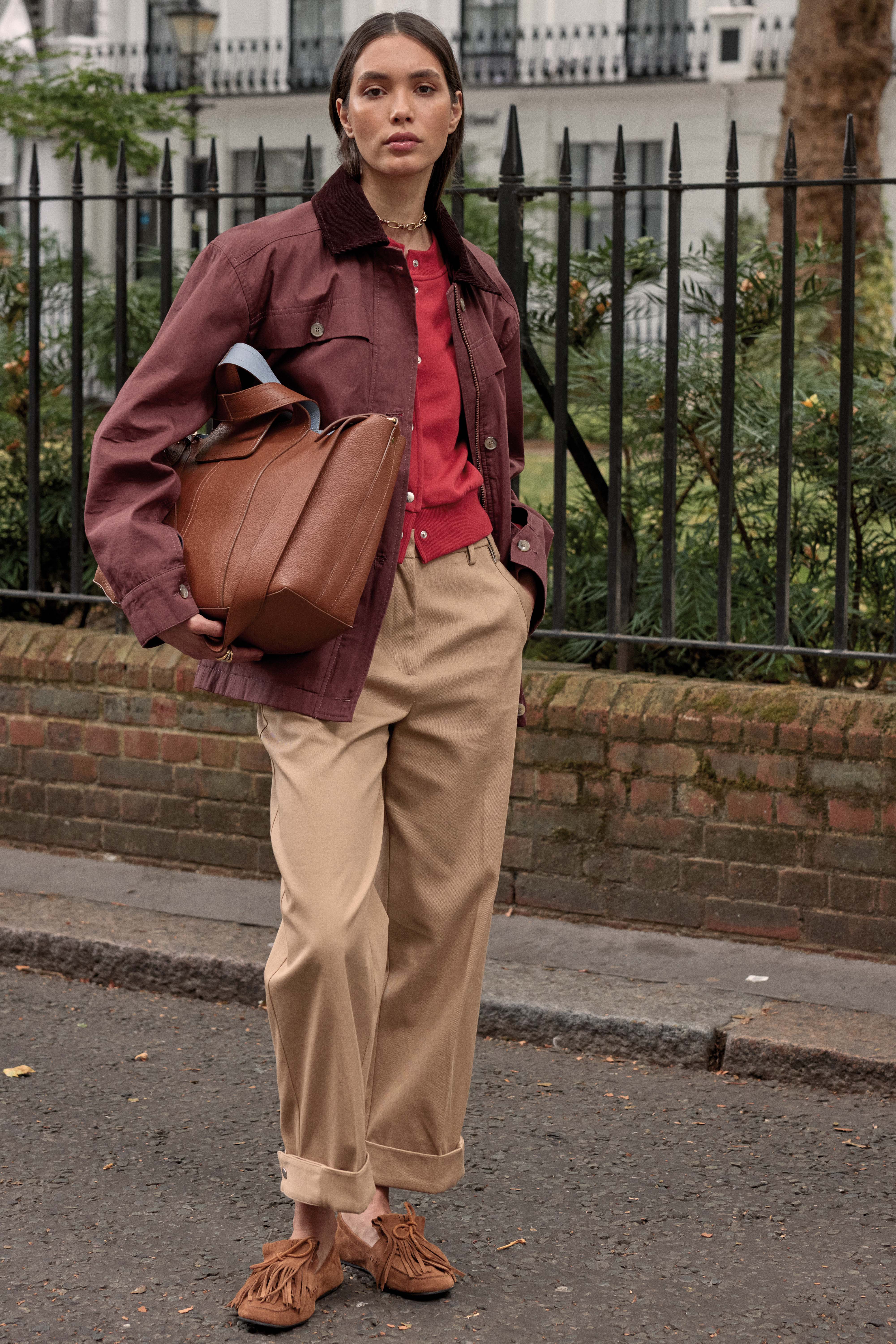 Jacket Eloi aubergine and chocolate