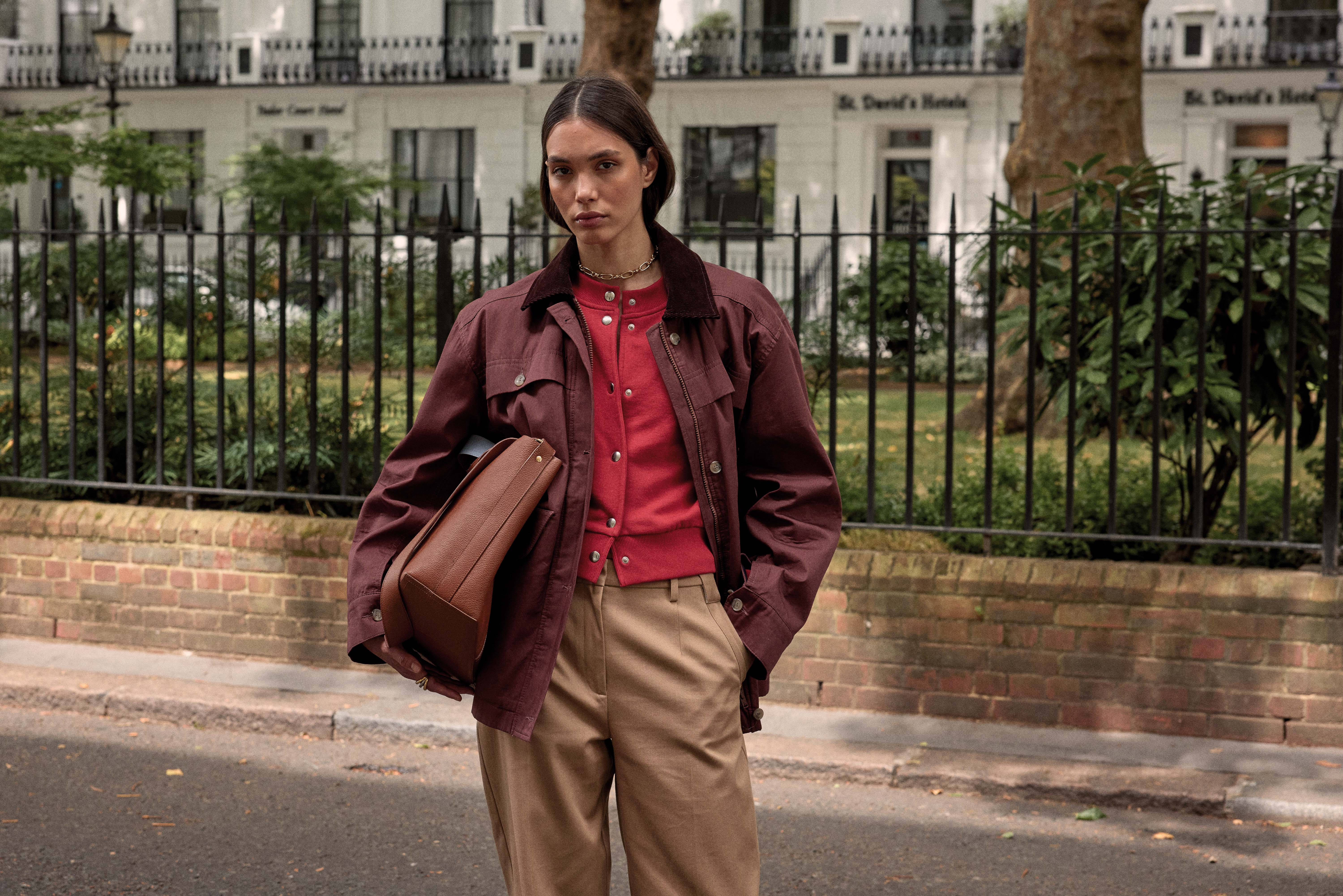 Jacket Eloi aubergine and chocolate