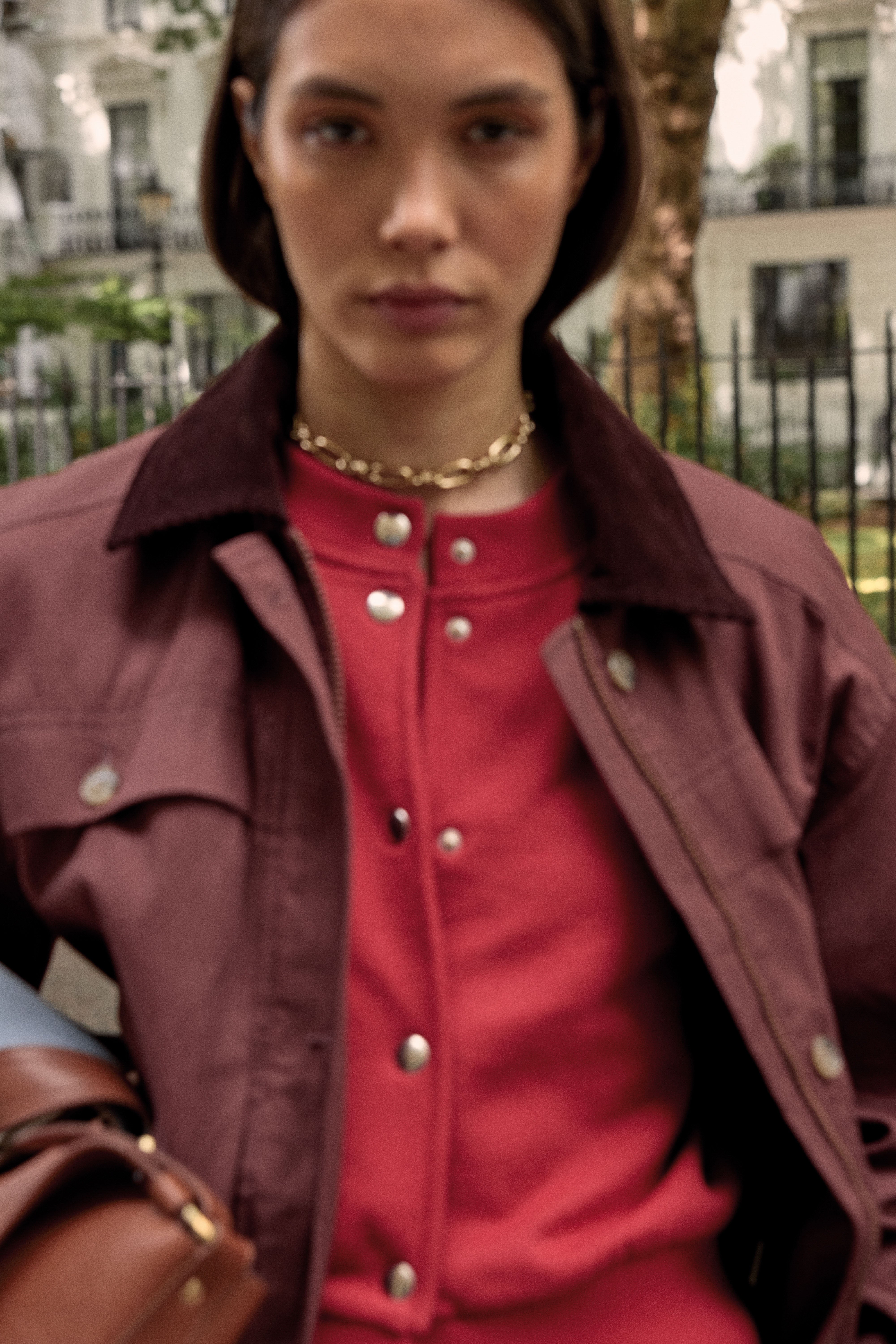 Jacket Eloi aubergine and chocolate