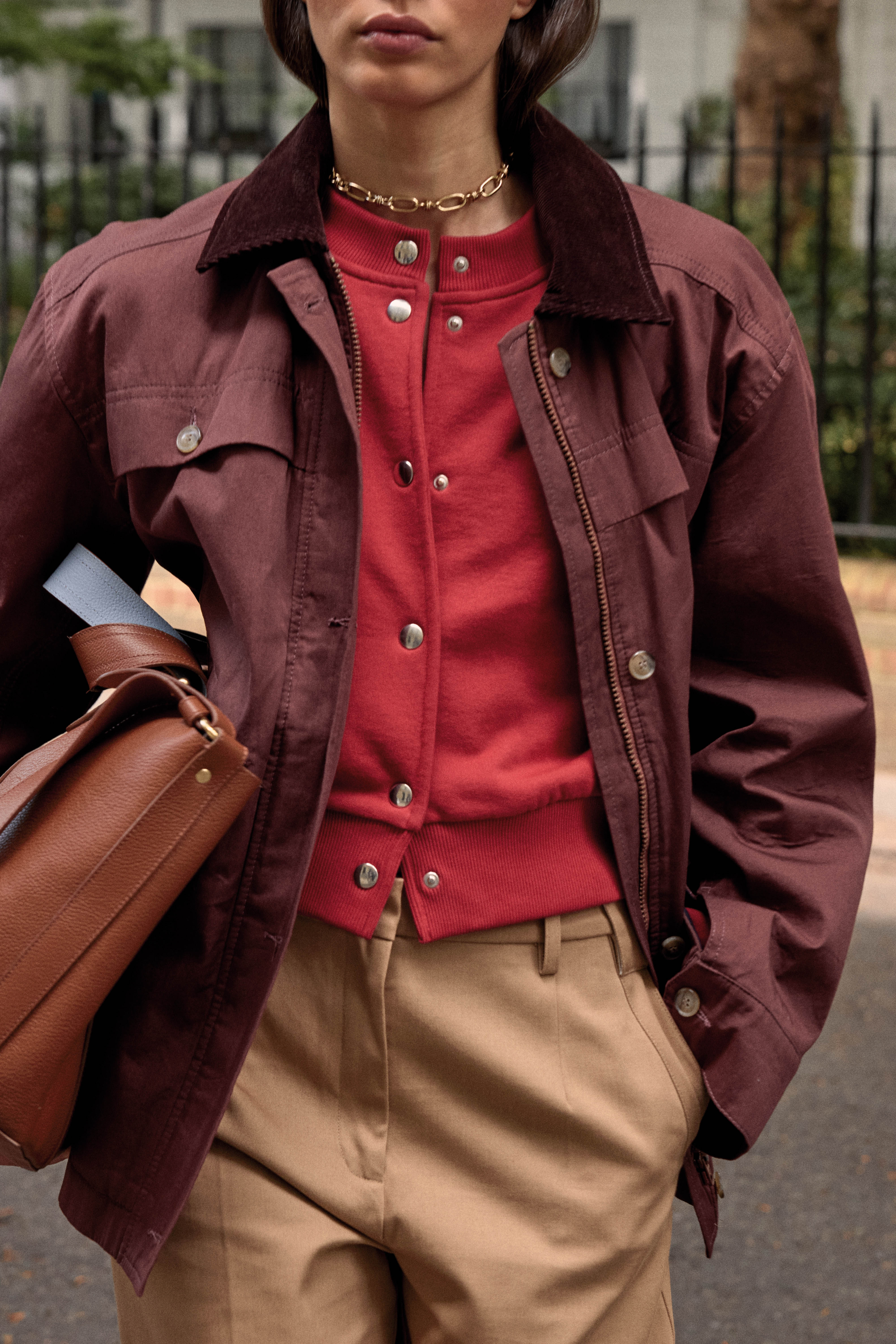 Jacket Eloi aubergine and chocolate