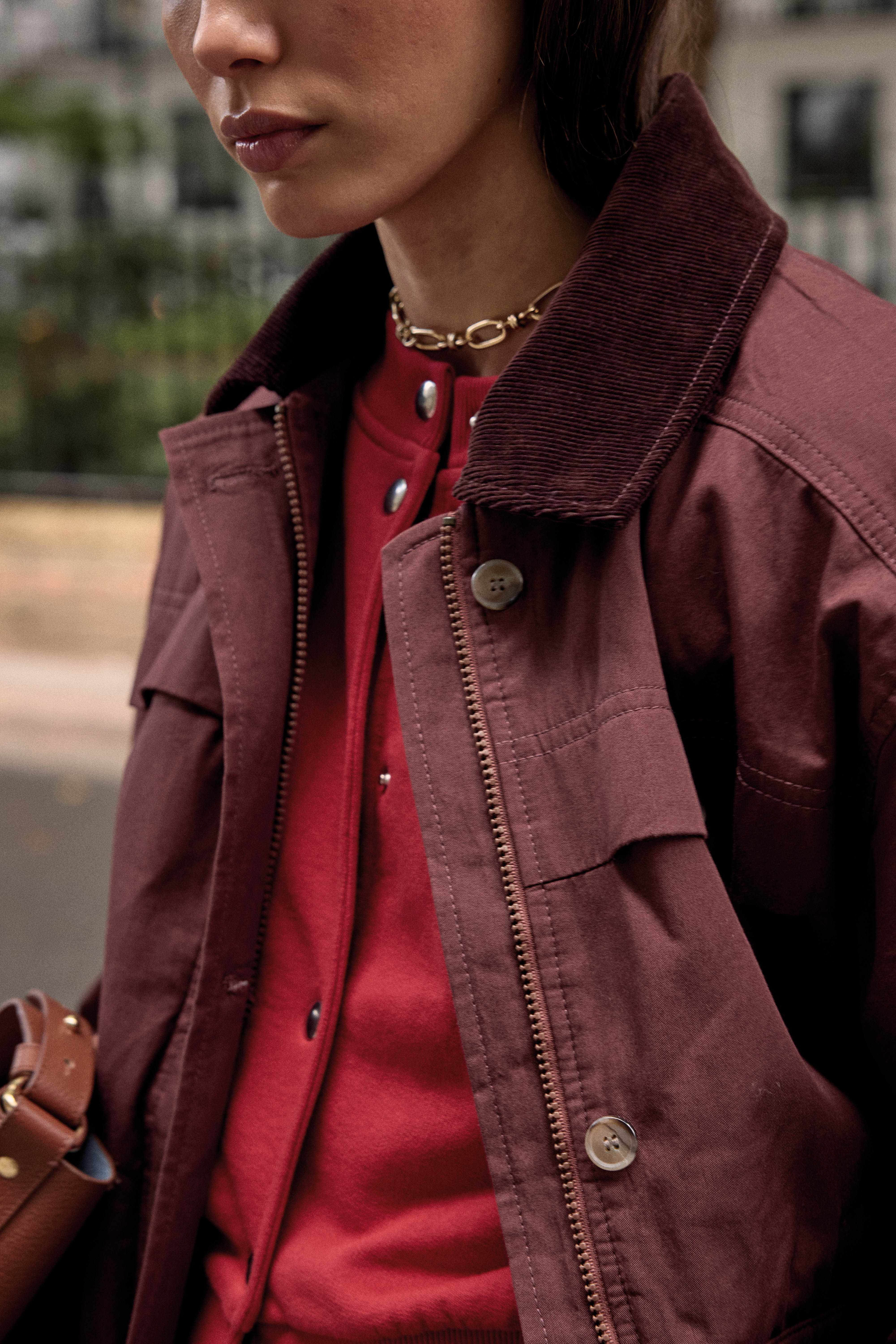 Jacket Eloi aubergine and chocolate