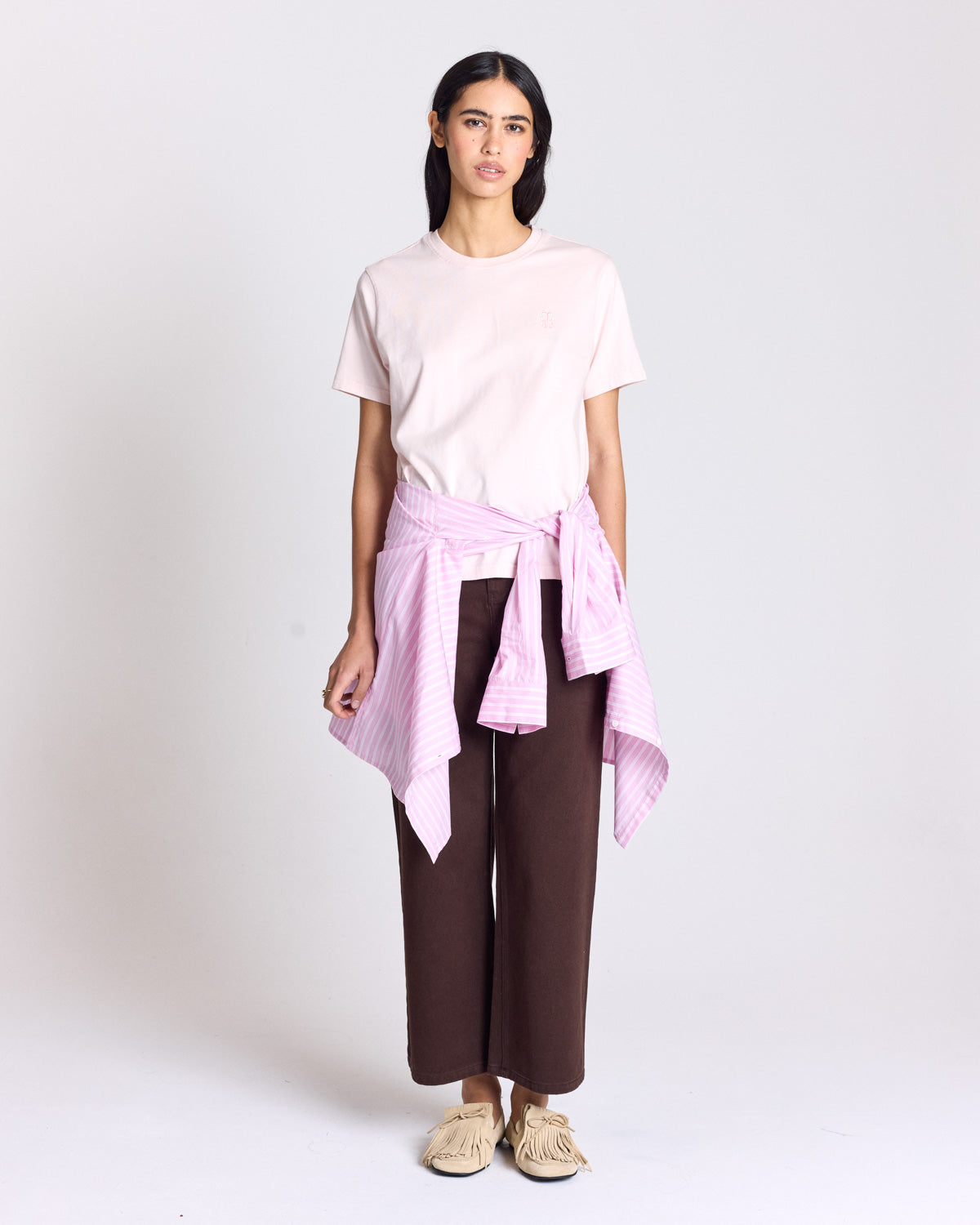 Bree t-shirt embroidered pale pink