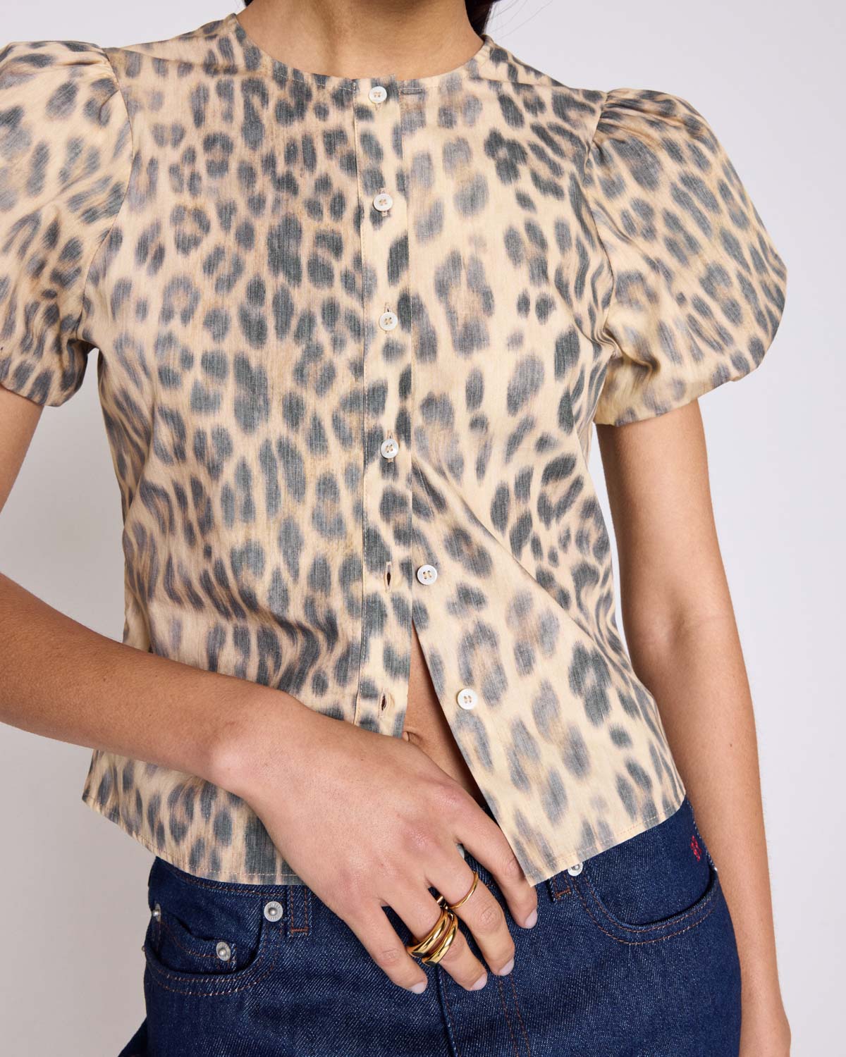 Laurette top, faded leopard print
