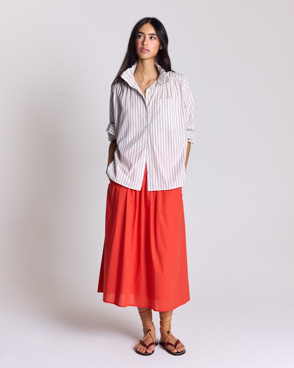 Leonor red and white striped shirt