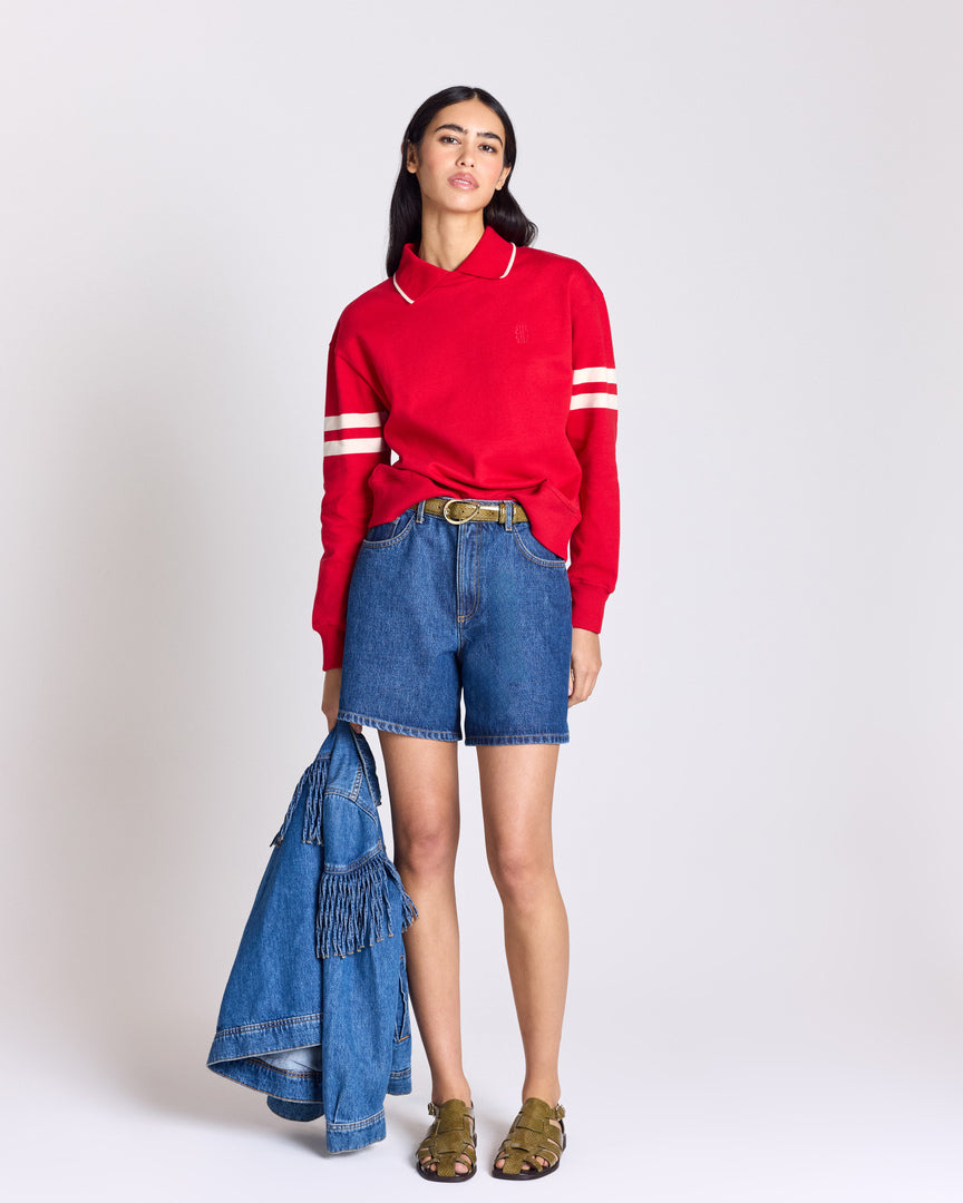 Alex red and ecru sweatshirt