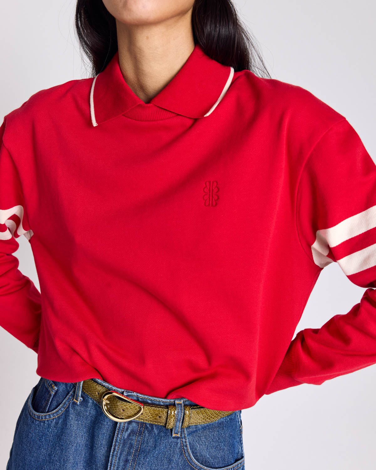 Alex red and ecru sweatshirt