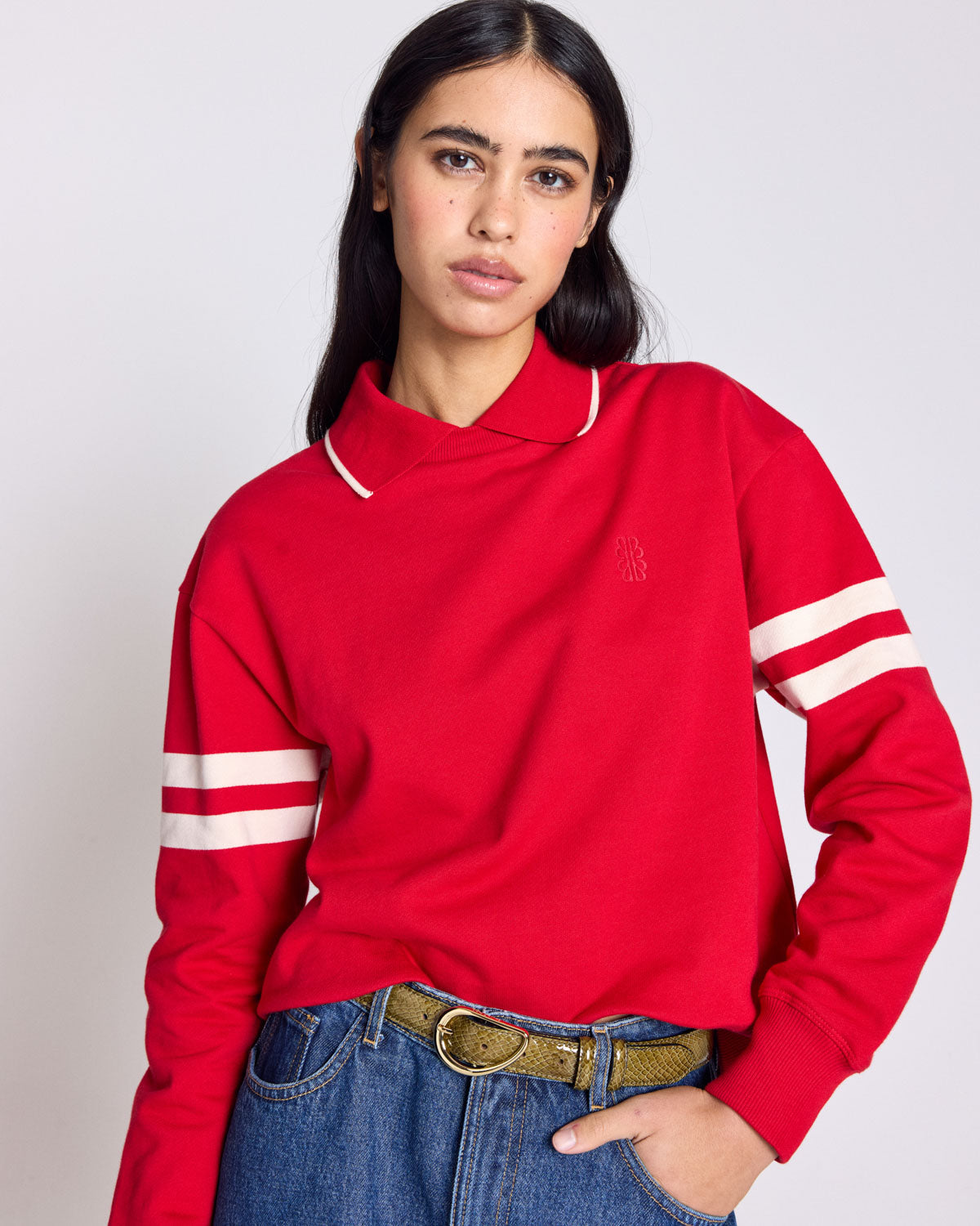 Alex red and ecru sweatshirt