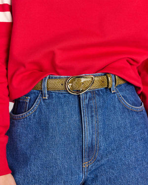 Ceinture Basma vernis embossé kaki