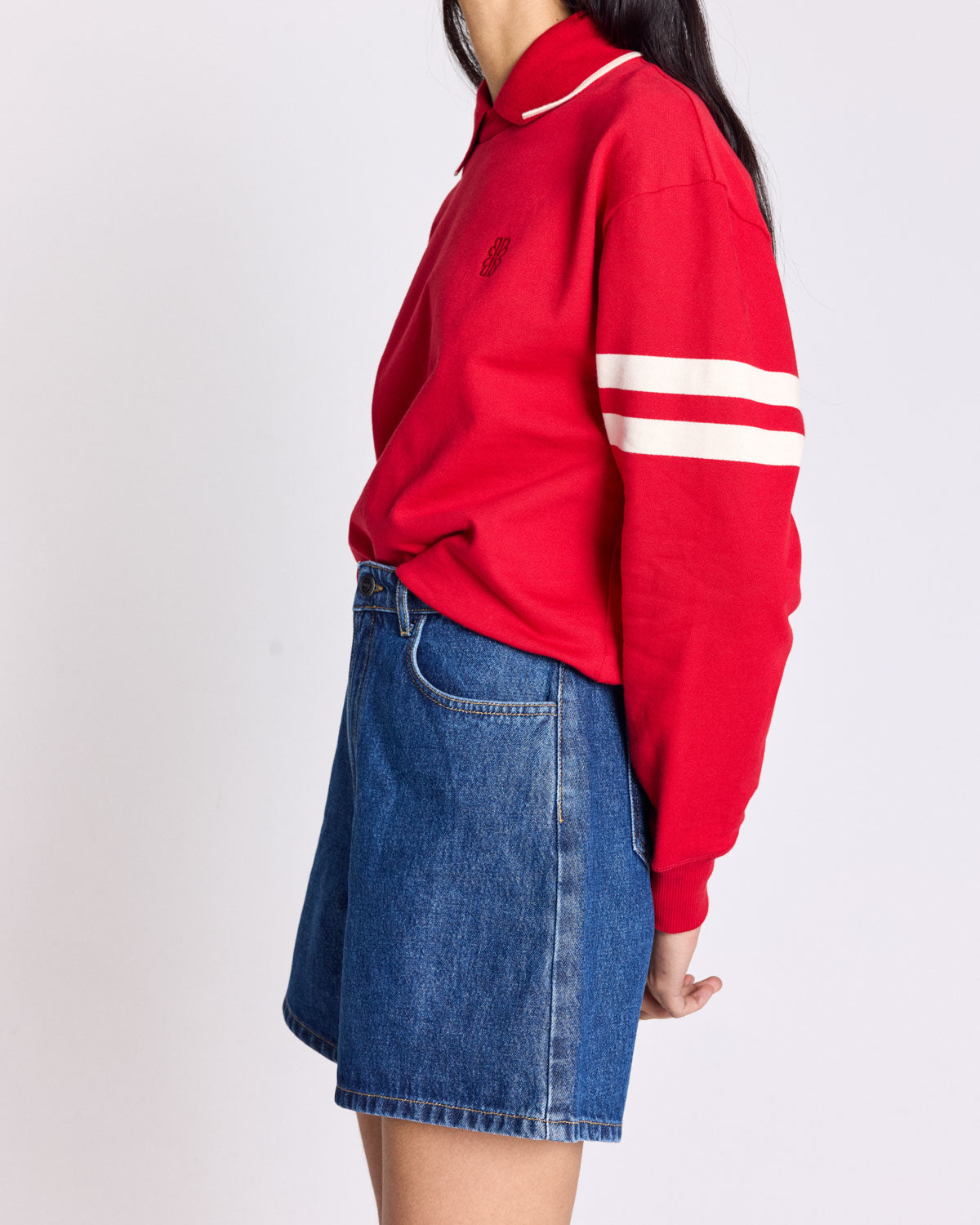 Maylone denim blue midi shorts