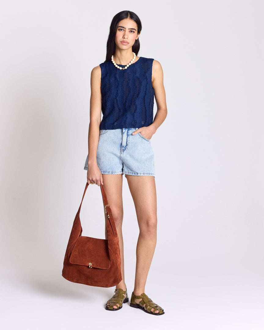 Bag Gala suede of leather brique