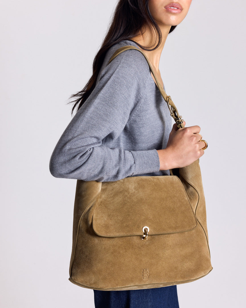 Gala bag in khaki split leather
