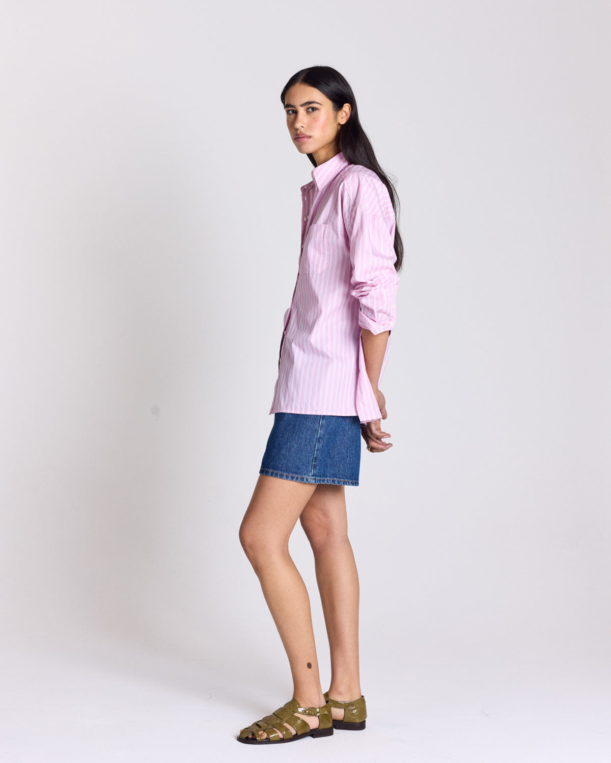 Hector striped shirt in pink and ecru