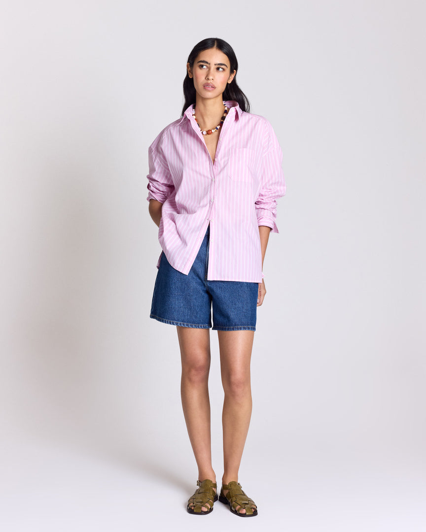 Hector striped shirt in pink and ecru