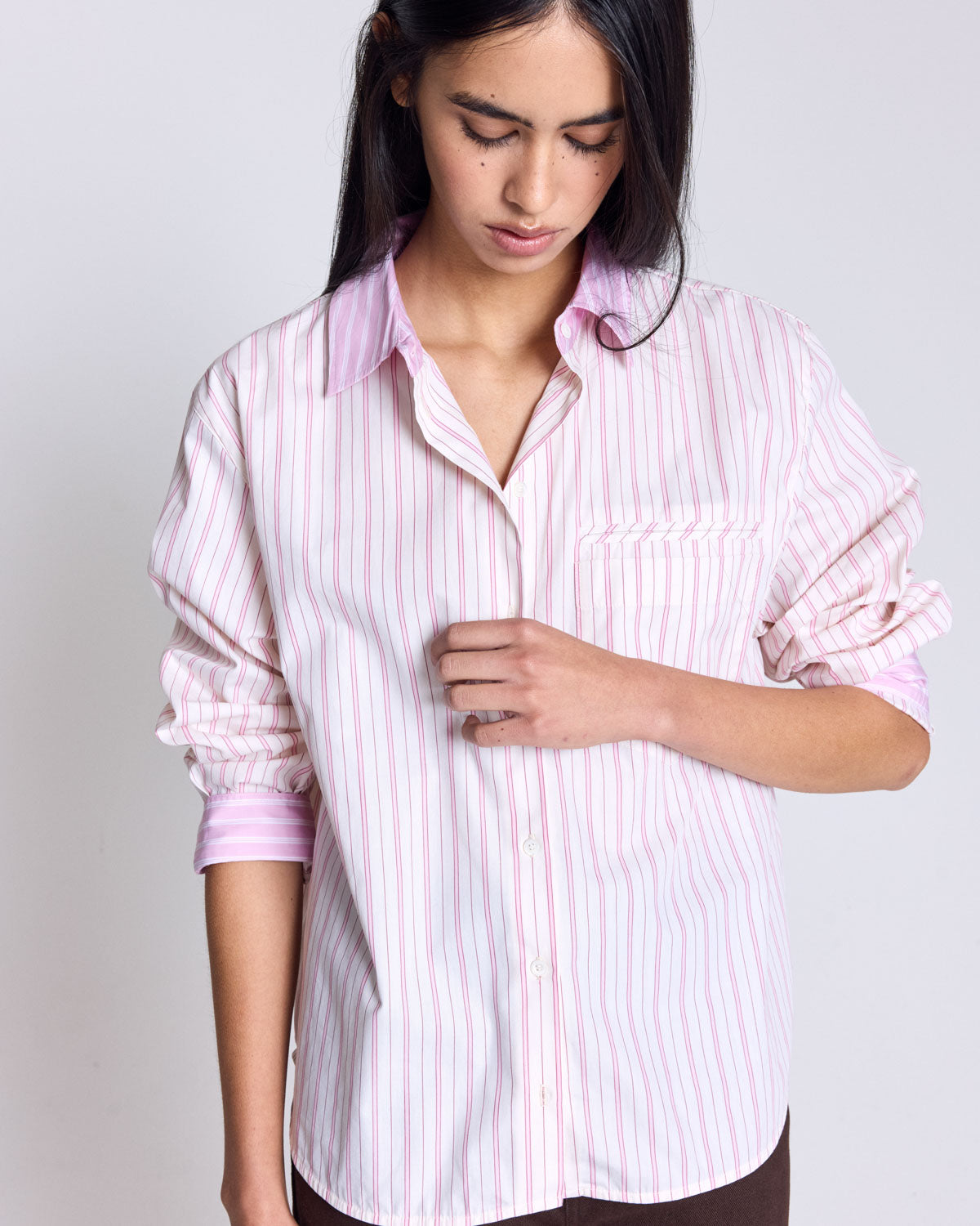 HISDERN Chemise habillée à manches longues boutonnée