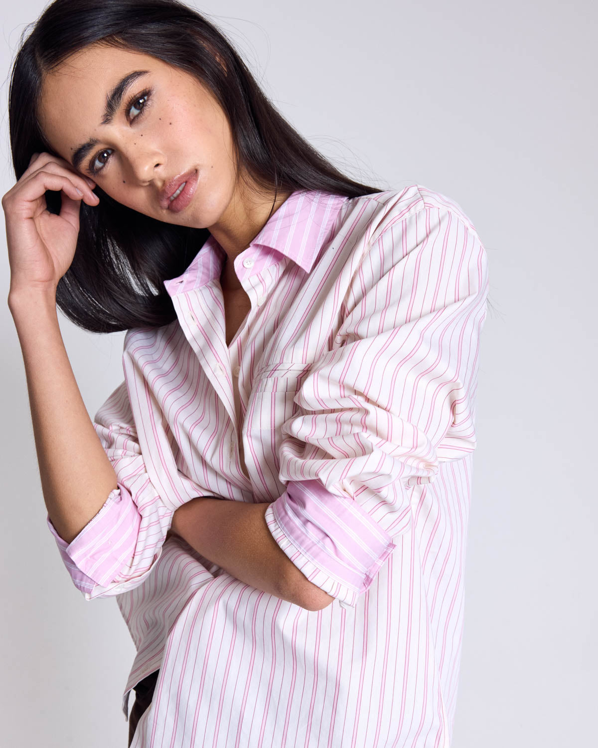Stanislas striped pink and ecru shirt