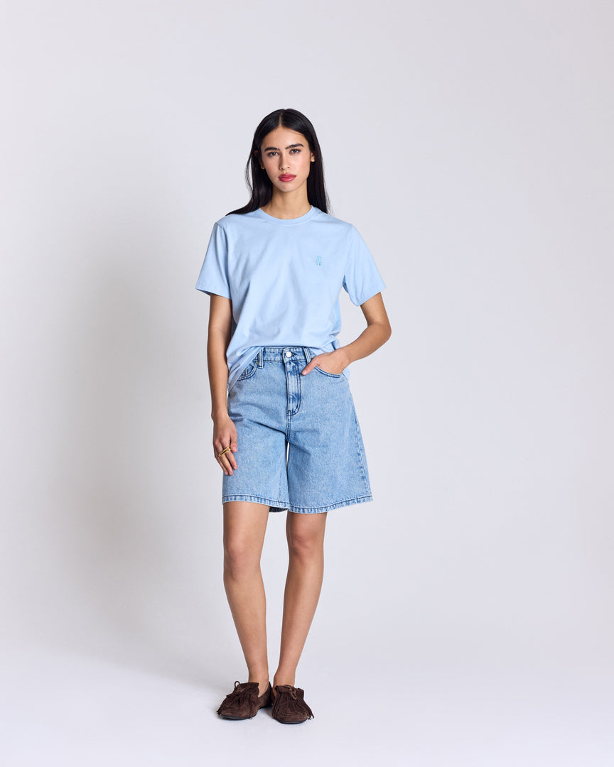 Tee-shirt Bree brodé bleu ciel