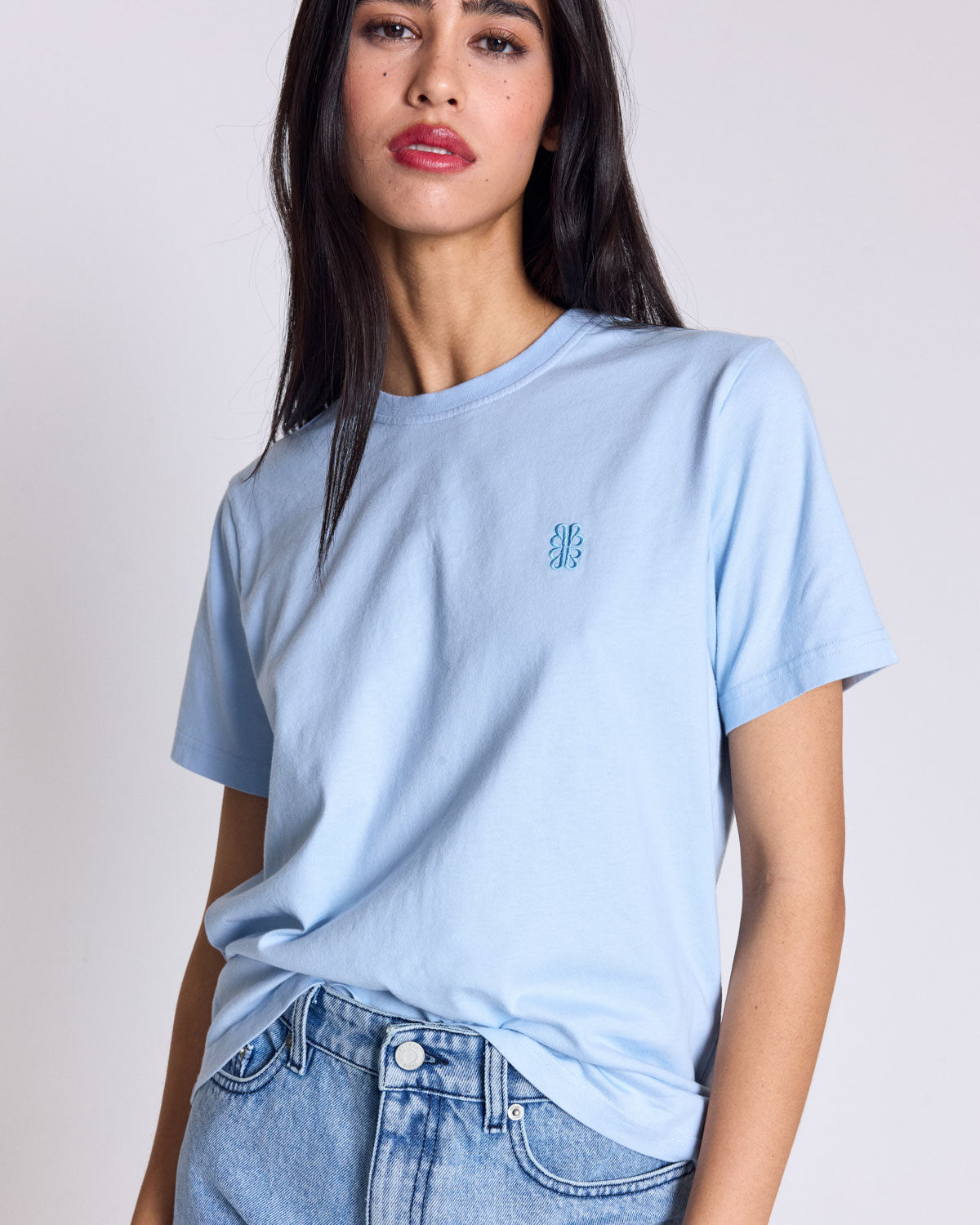 Tee-shirt Bree brodé bleu ciel