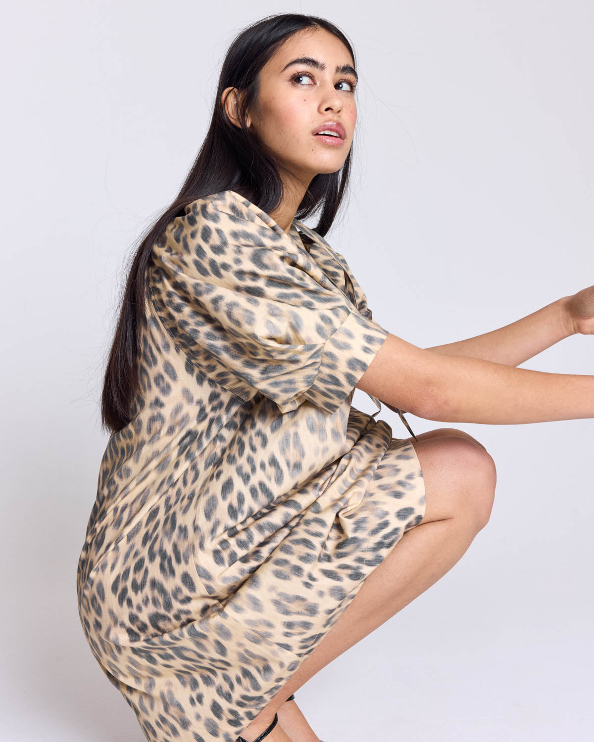 Solane dress, faded leopard print