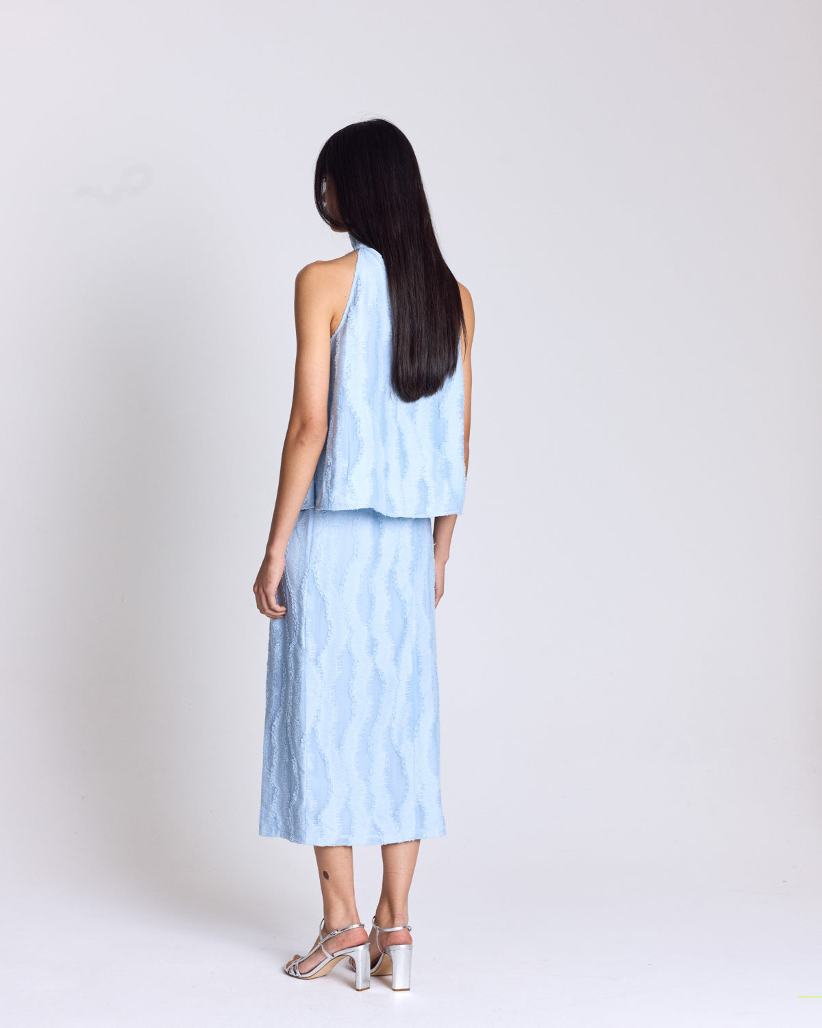 Textured sky blue Leonora top