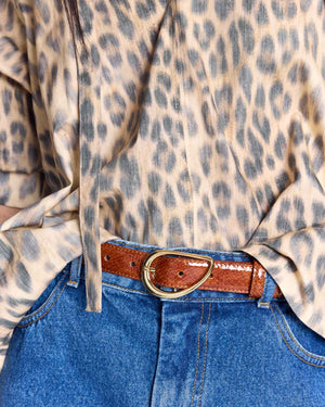 Ceinture Basma vernis embossé camel