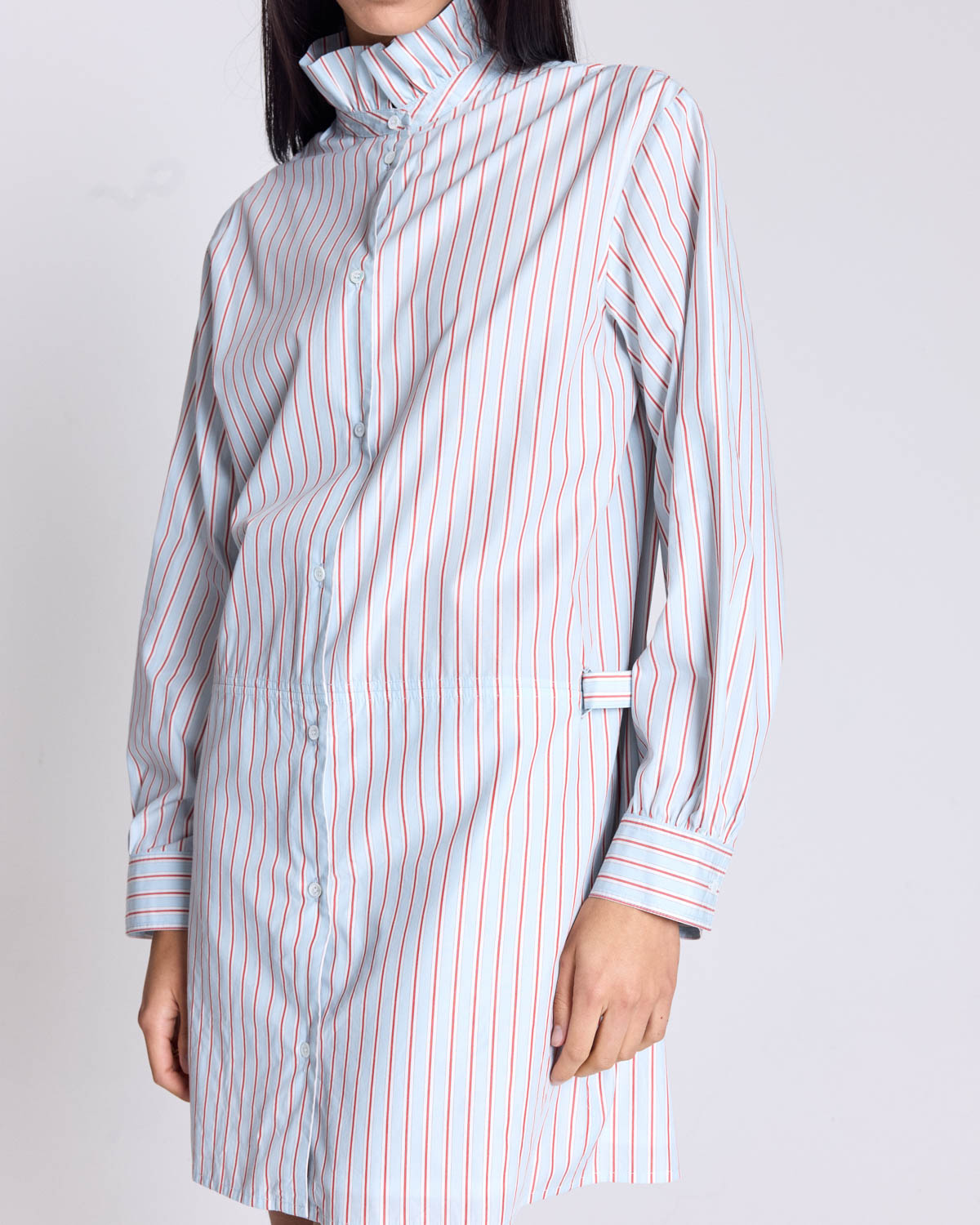Dress Carmen stripes red background blue
