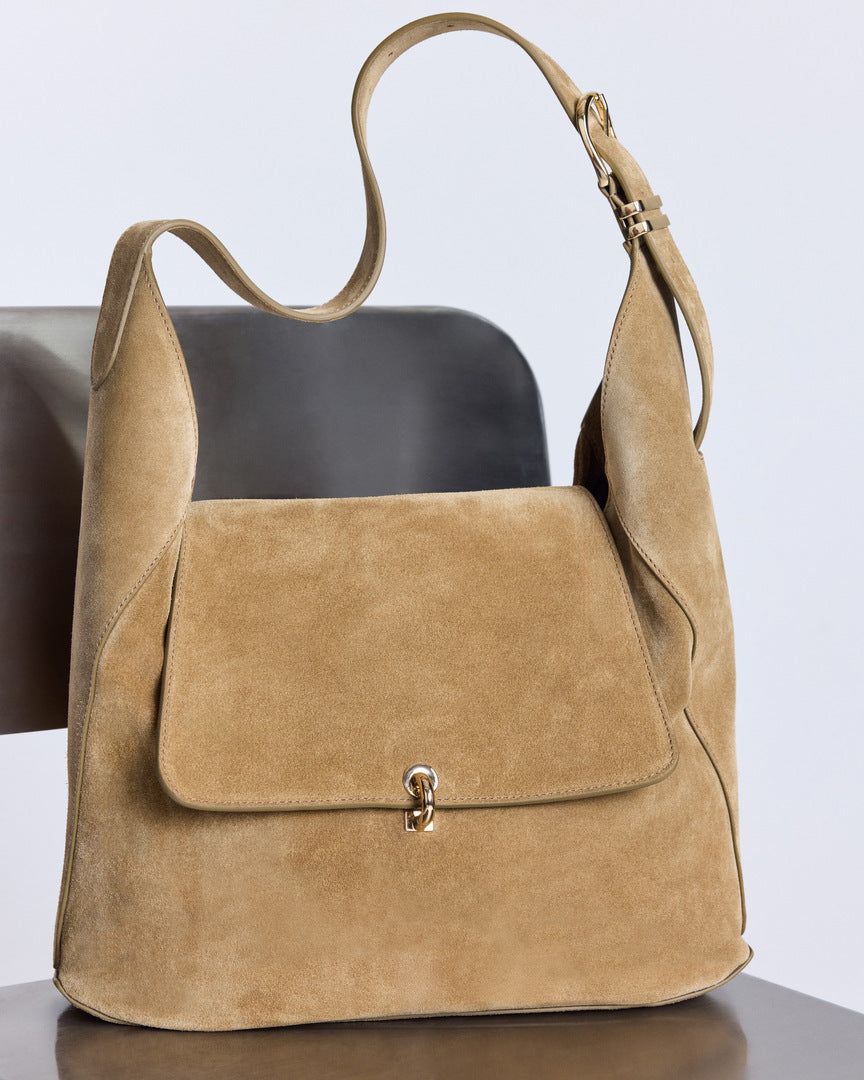 Bag Gala suede of leather khaki