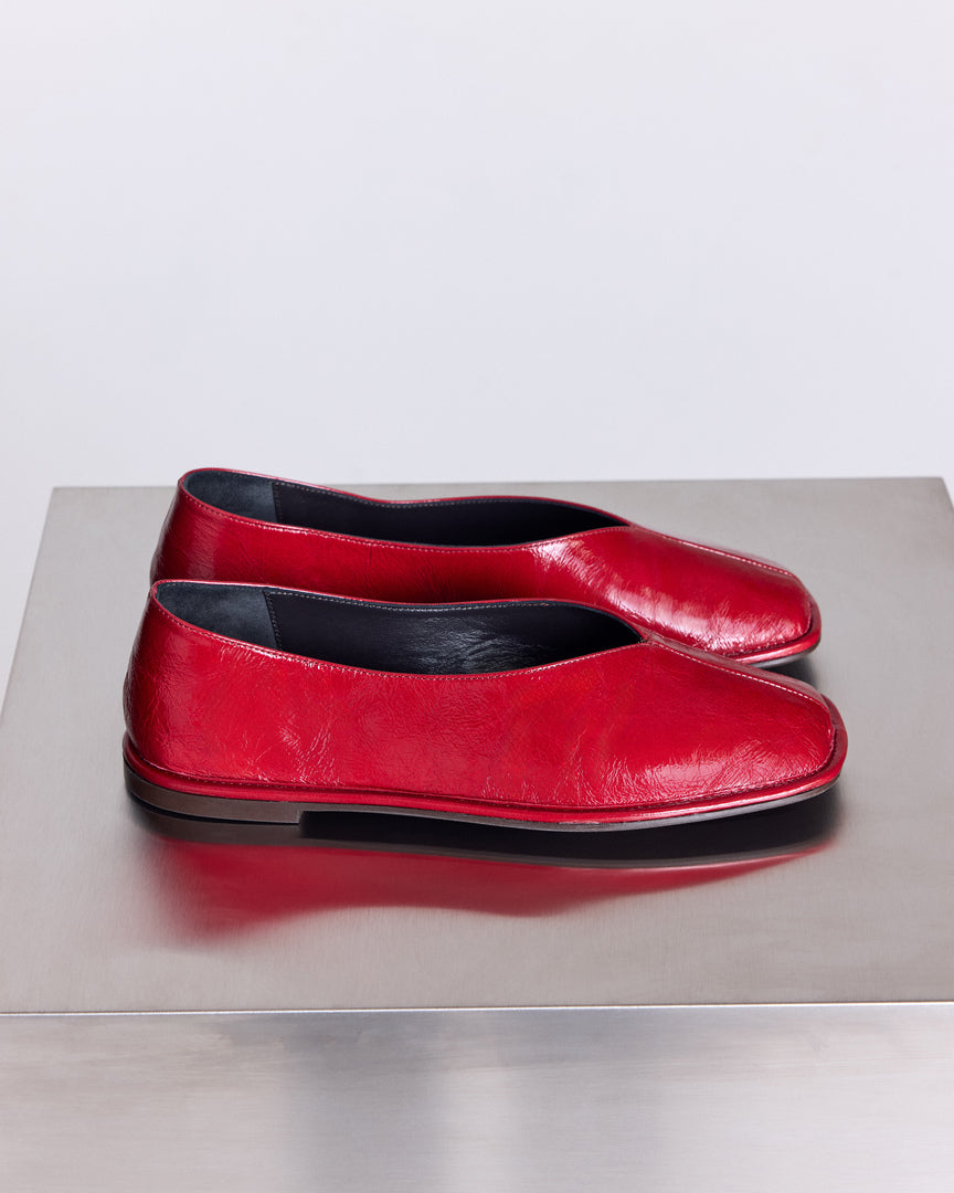 Ballet flats Elise patent crinkled red