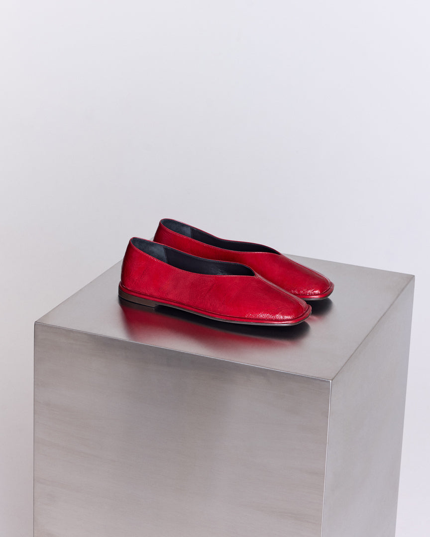 Ballet flats Elise patent crinkled red