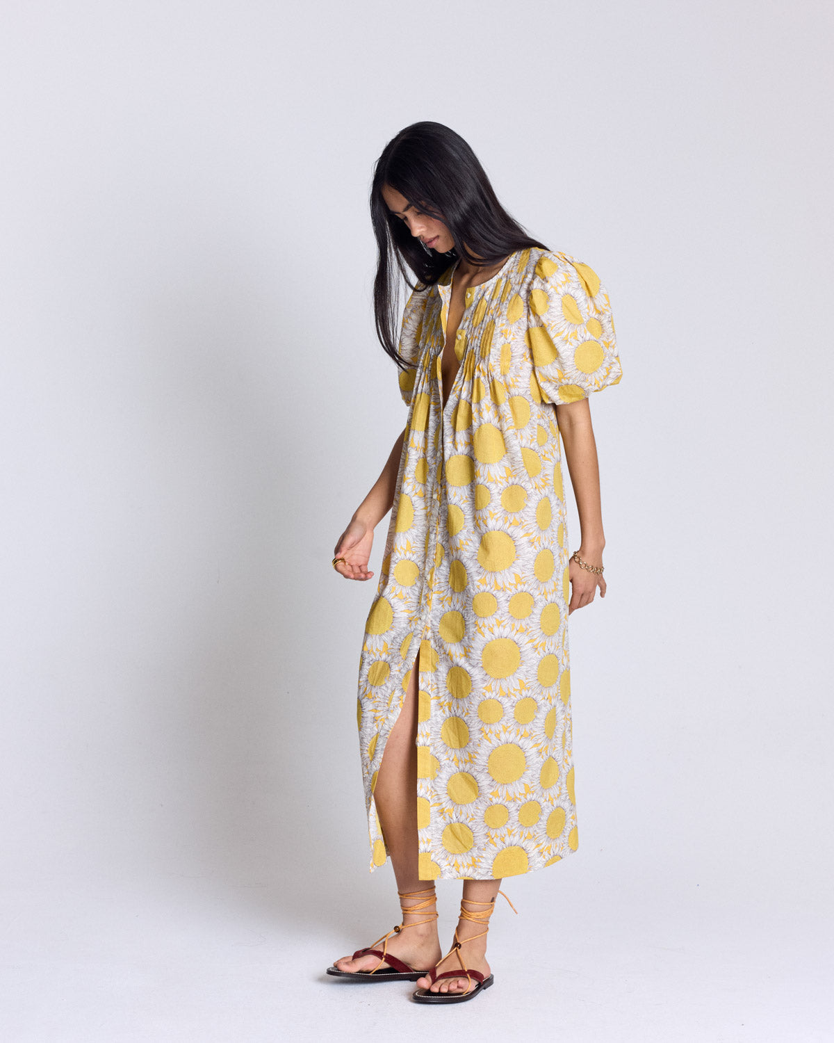 Kleid Lavanda bedruckt Liberty tournesols gelb