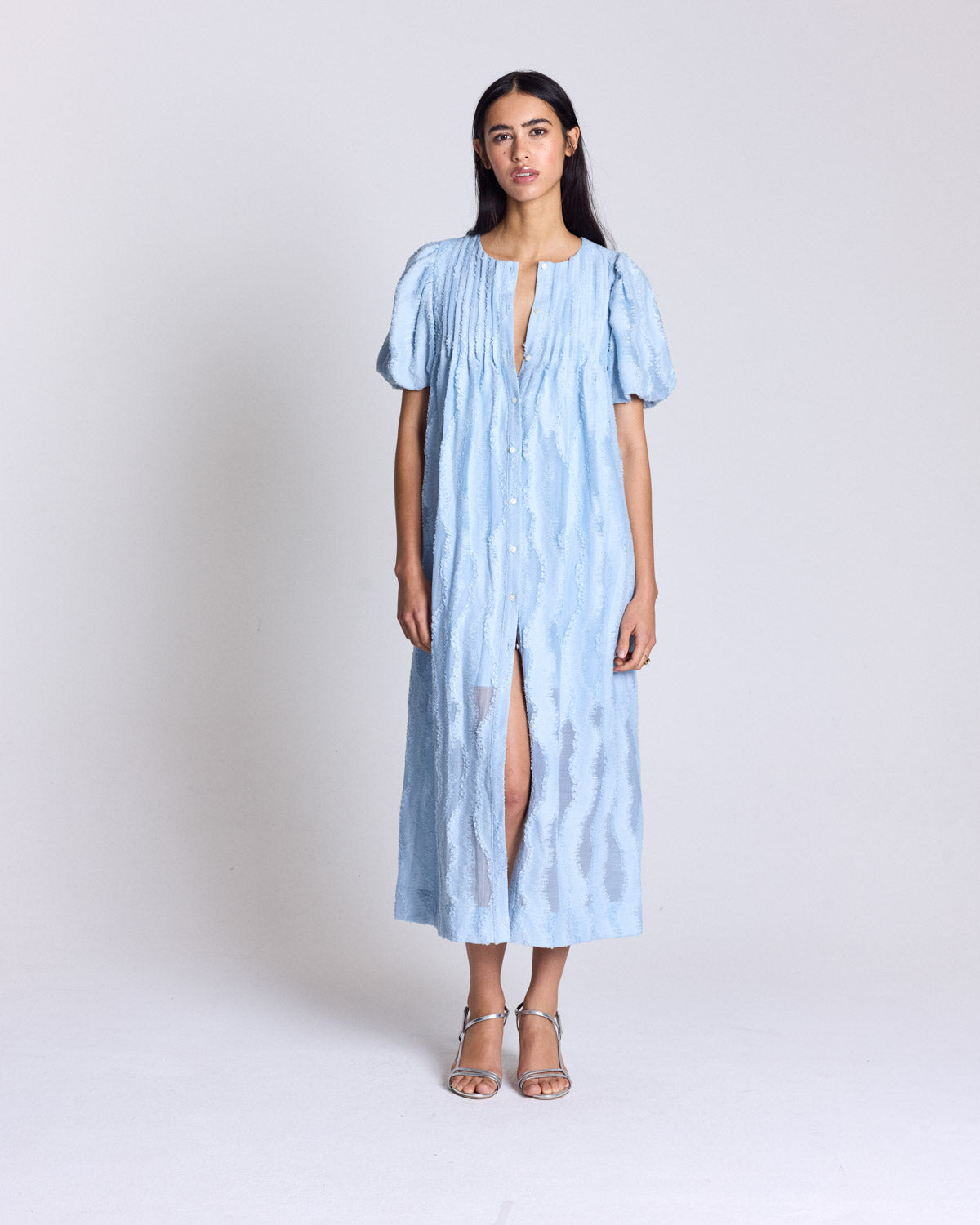 Kleid Lavanda Himmelblau strukturiert