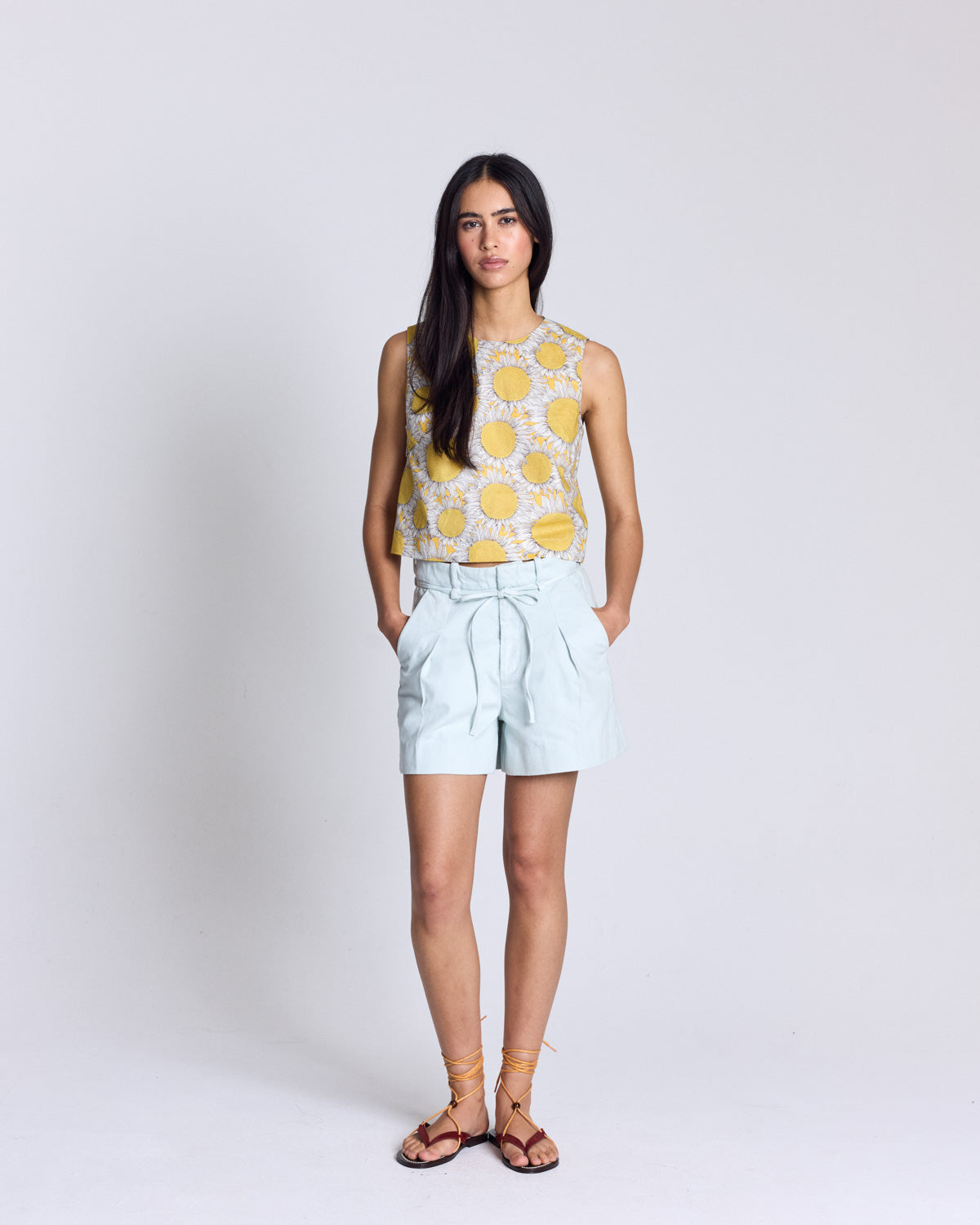 Top Roda printed Liberty tournesols yellow