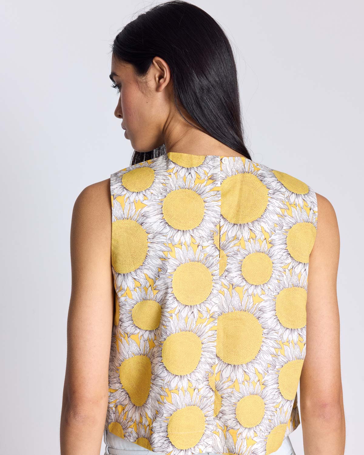 Top Roda printed Liberty tournesols yellow