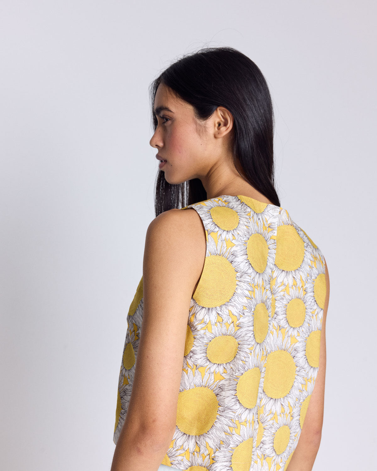 Top Roda printed Liberty tournesols yellow