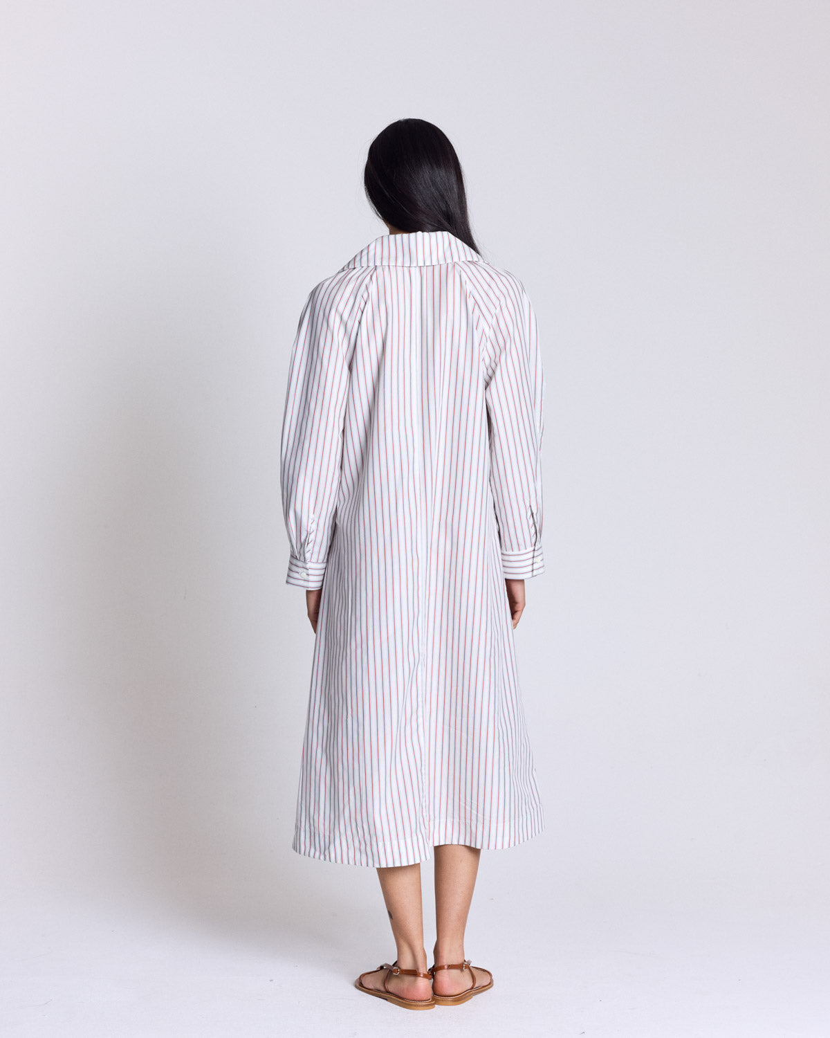 Dress Segolene stripes red background white