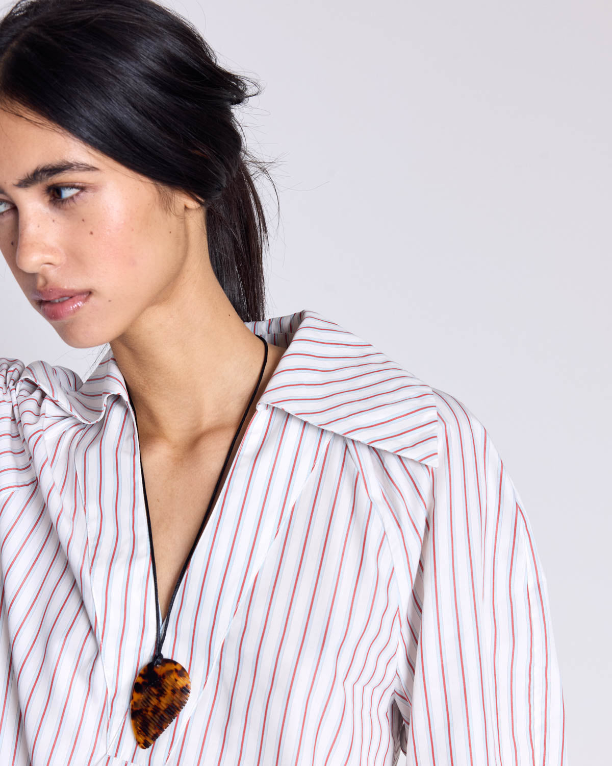 Dress Segolene stripes red background white