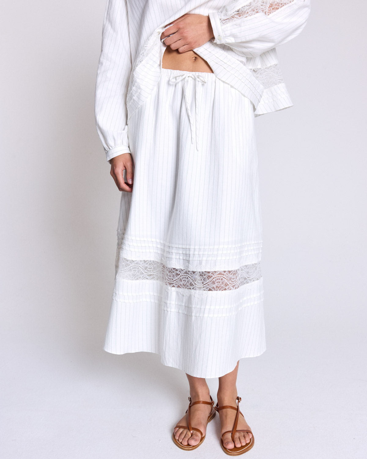 Skirt Lidia stripes green and ecru
