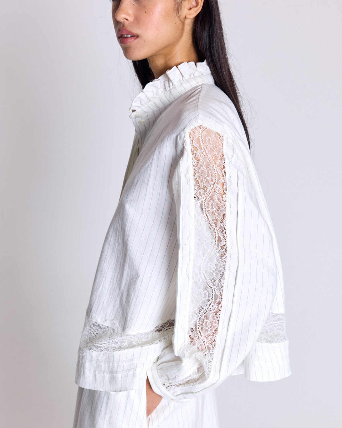Eloise blouse with green and ecru stripes - Sophie Hallette x Balzac Paris