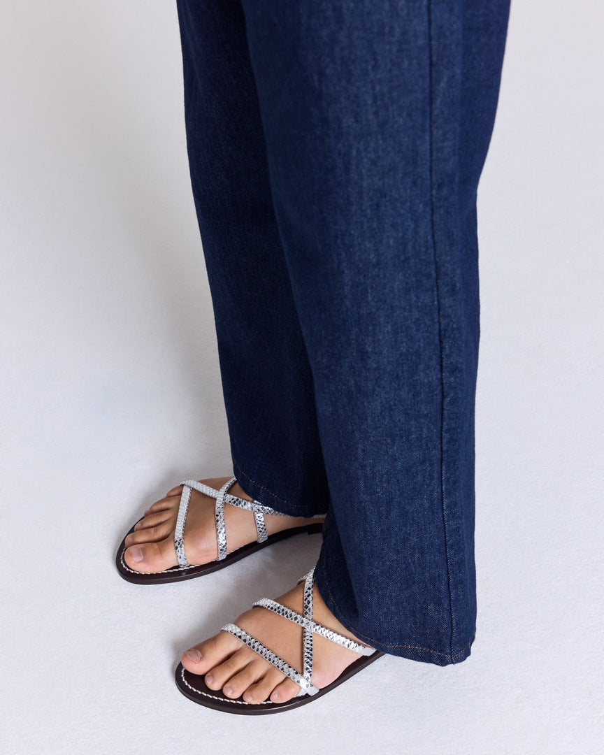 Sandals Terracina embossed python silver