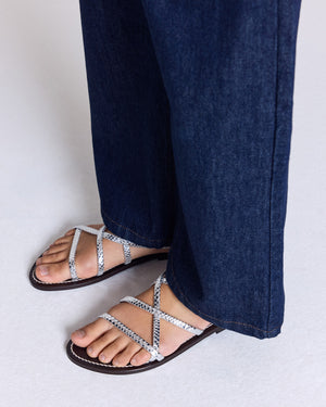 Terracina python-embossed silver sandals