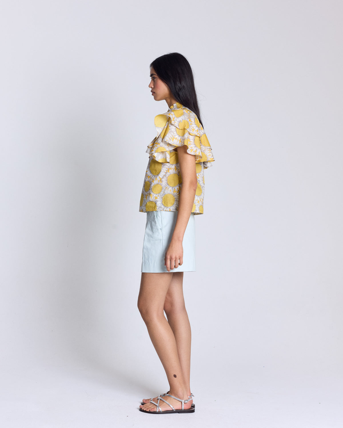 Top Marca imprimé liberty tournesol