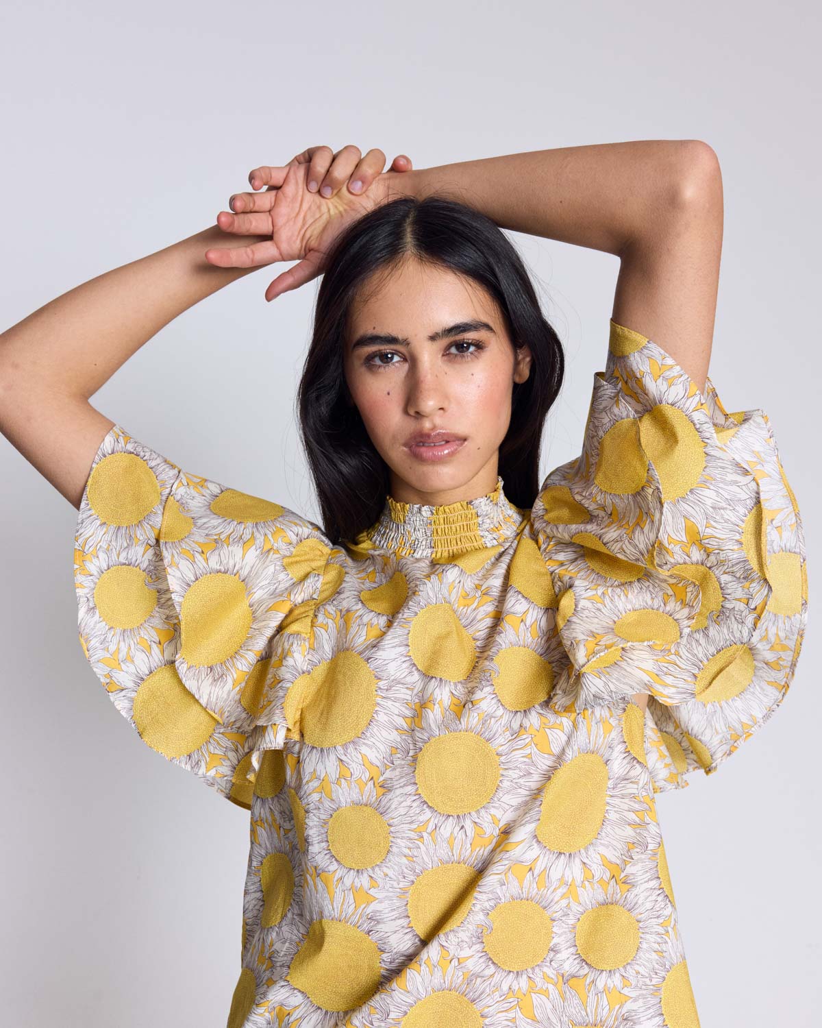 Top Marca imprimé liberty tournesol