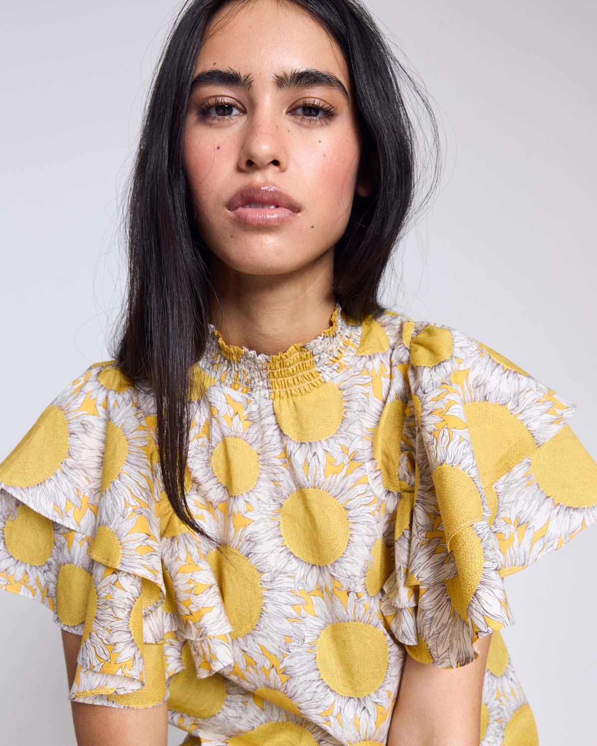 Top Marca imprimé liberty tournesol